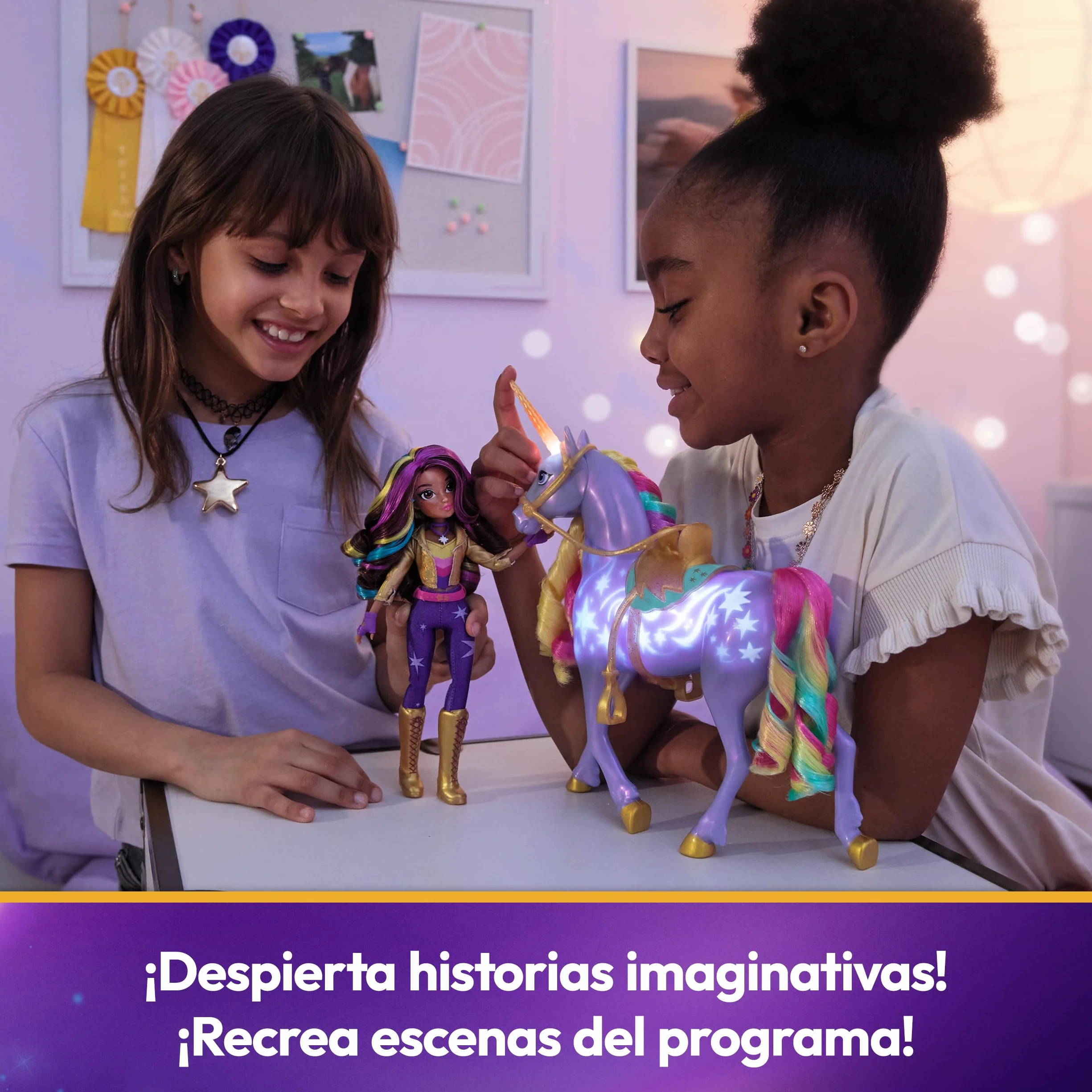 Unicorn Academy - The School of Unicorns - Wildstar Function Unicorn 28 cm + Lalka Sophia 24 cm - Z dźwiękami i światłami - Zabawki inspirowane serią Unicorns School - Zabawka dla dzieci od 4 lat