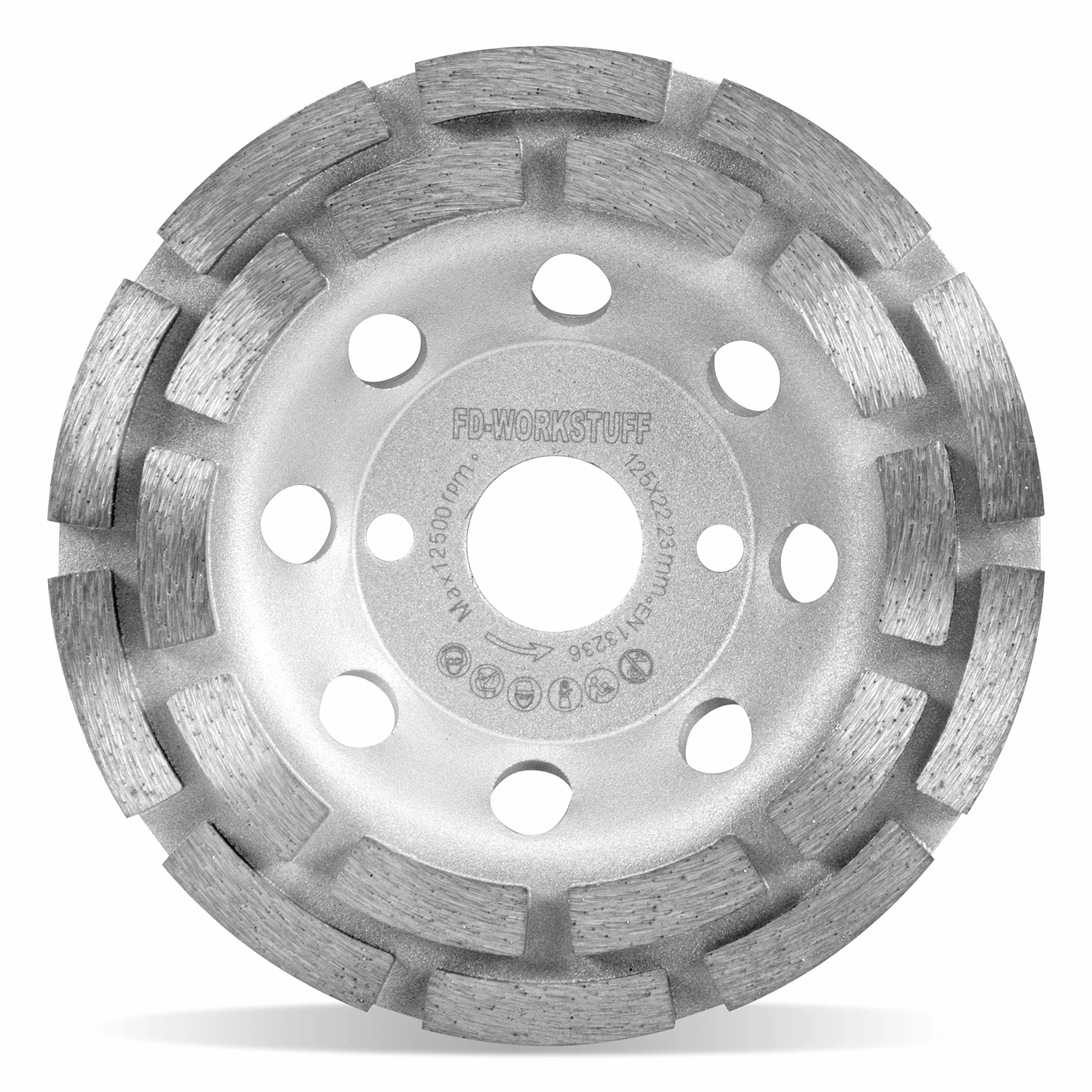 Premium diamentowa tarcza szlifierska │ 1 sztuka │ Ø 125 mm x 22,2 mm │ 2-rzędowa │ do betonu, granitu, muru, kamienia naturalnego │ kompatybilna z szlifierkami kątowymi