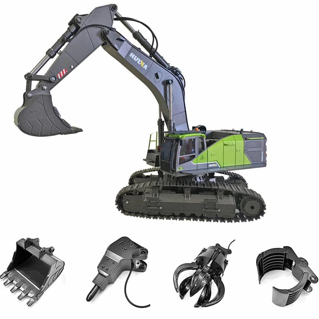 Model koparki RC Digger, skala 1/14 22CH 2,4G 4 w 1, wielofunkcyjna koparka ze stopu zdalnego sterowania ze światłami LED, model pojazdu inżynieryjnego dla dorosłych i młodzieży