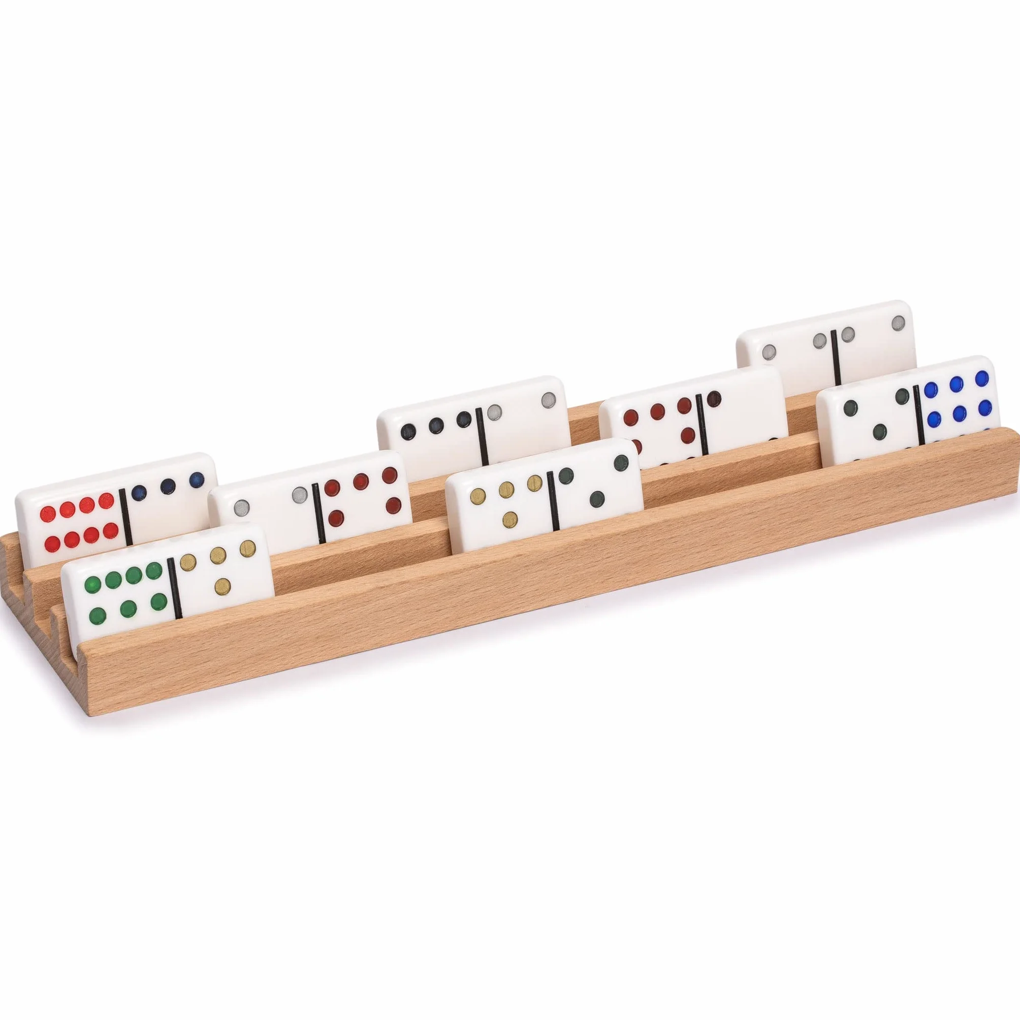 Yellow Mountain Imports Luksusowe Stojaki do Domina z Drewna Bukowego (25 Centymetrów) - Zestaw 4 Sztuk - Uchwyty do Domina Dla Mexican Train, Chickenfoot