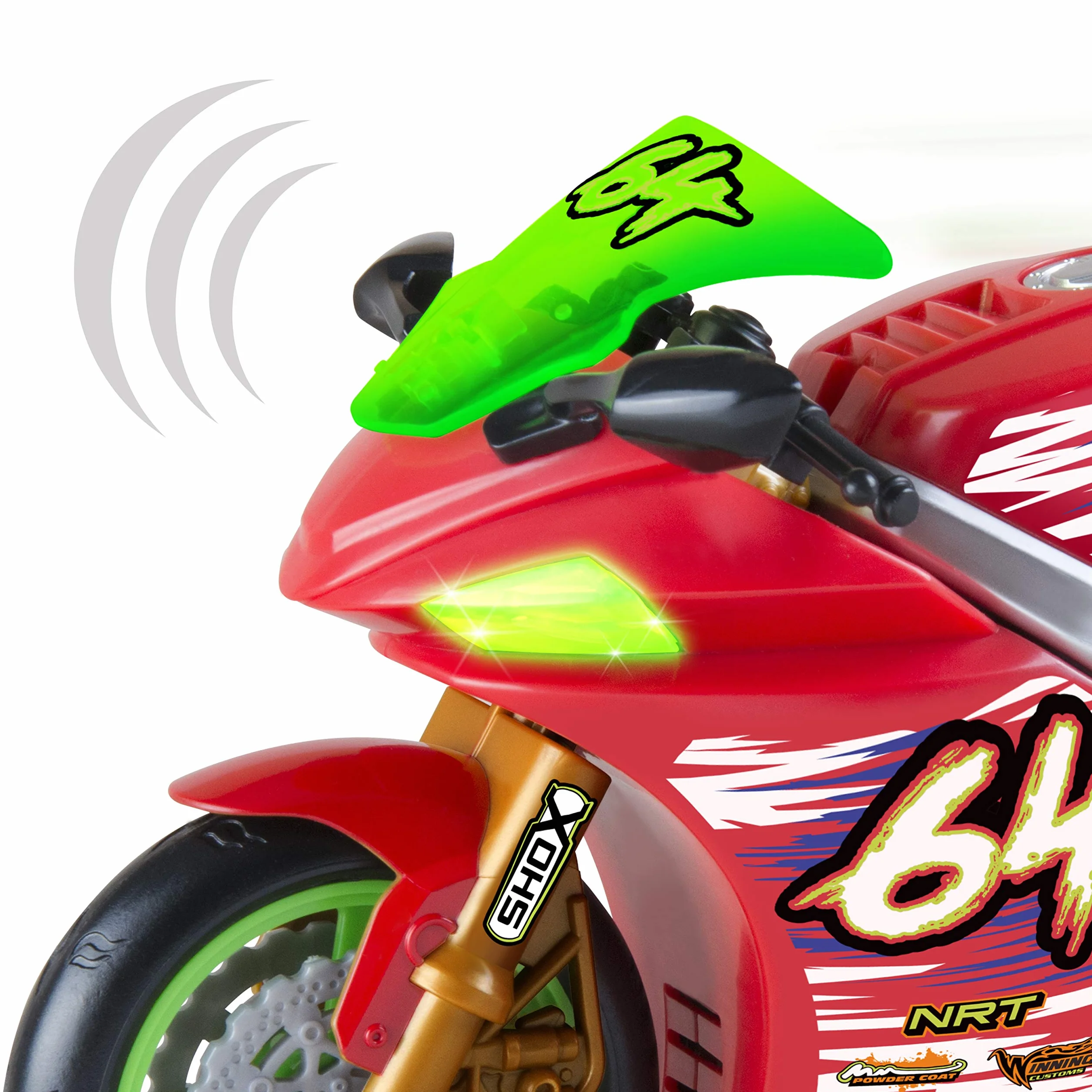 Nikko 20031 Road Rippers Wheelie motocykl wyścigowy porusza się po naciśnięciu przycisku, przednie koło unosi się, świecące koła, efekty świetlne i dźwiękowe, łącznie z bateriami, dla dzieci od 3 lat,