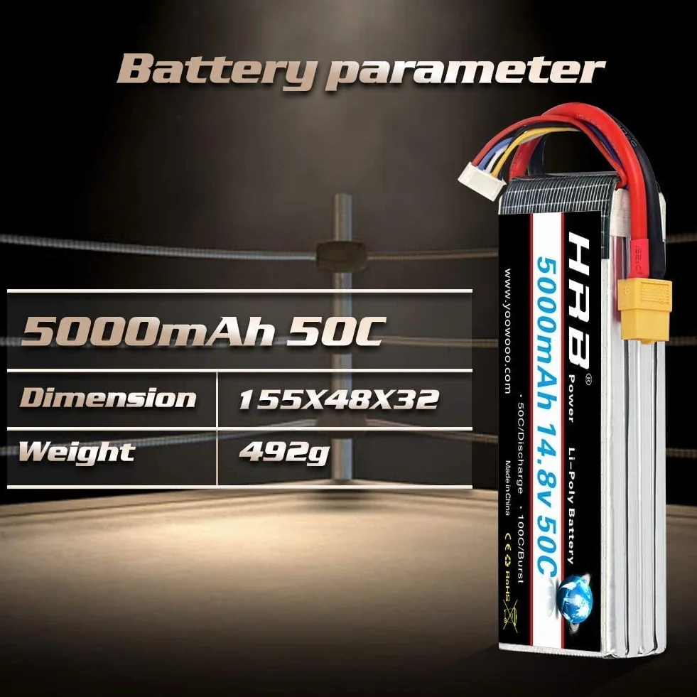 HRB RC Bateria Lipo 4S 50C 14,8 V 5000 mAh XT90 do modeli modeli dronów samolot helikopter samochód ciężarówka ciężarówka łódź