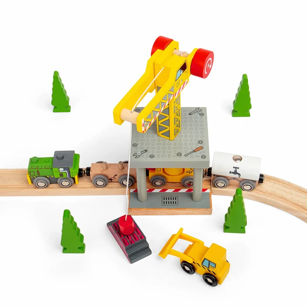 Bigjigs Rail Magnetic Big Yellow Crane - Other Major Wooden Rail Brands are Compatible
