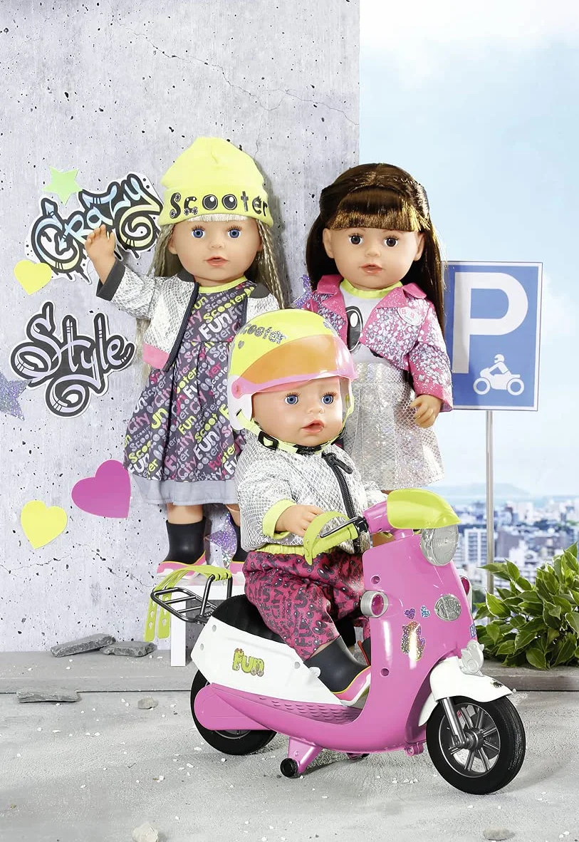 BABY born City Deluxe Scooter Combo, strój dla lalek jednoczęściowy, kurtka i kozaki, 830215 Zapf Creation
