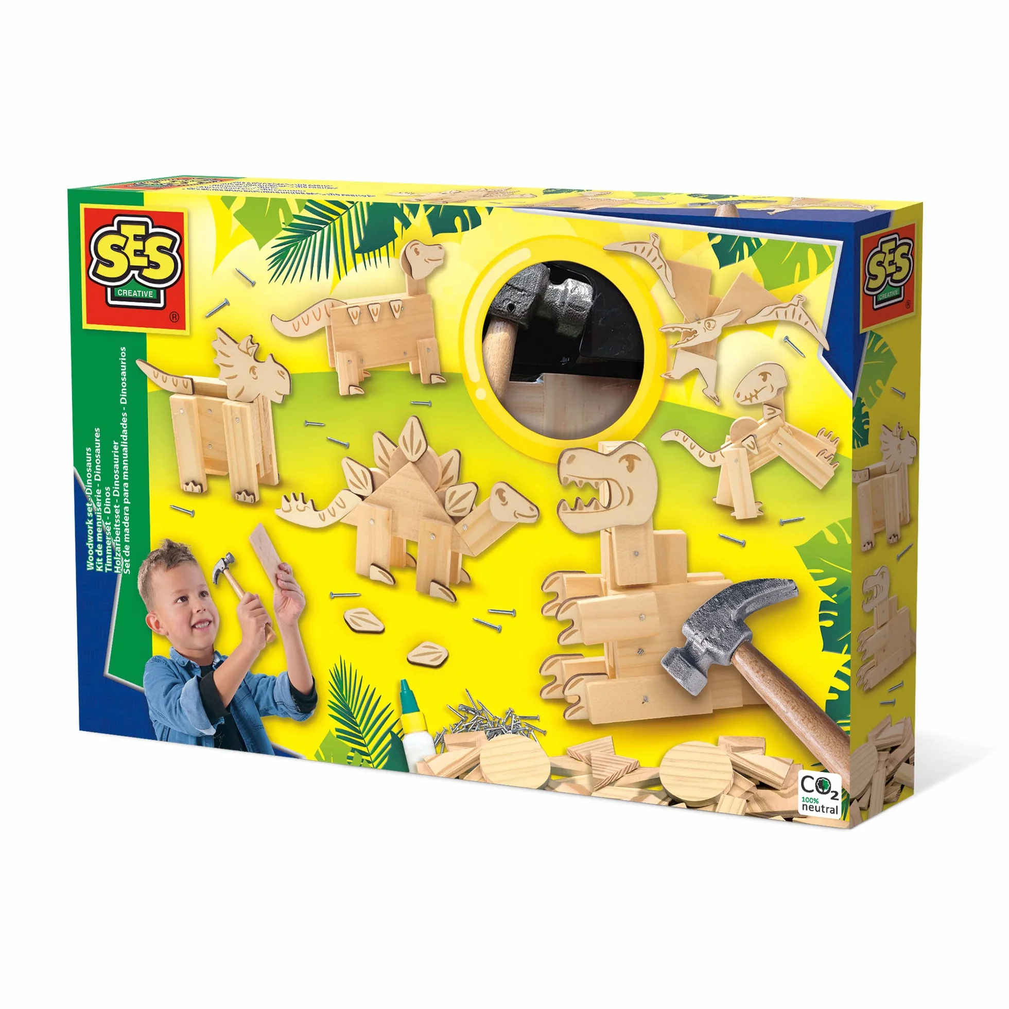 SES Creative 00942 Zestaw stolarski dinozaura dla dzieci - zbuduj swój własny model dinozaura, od 6 lat