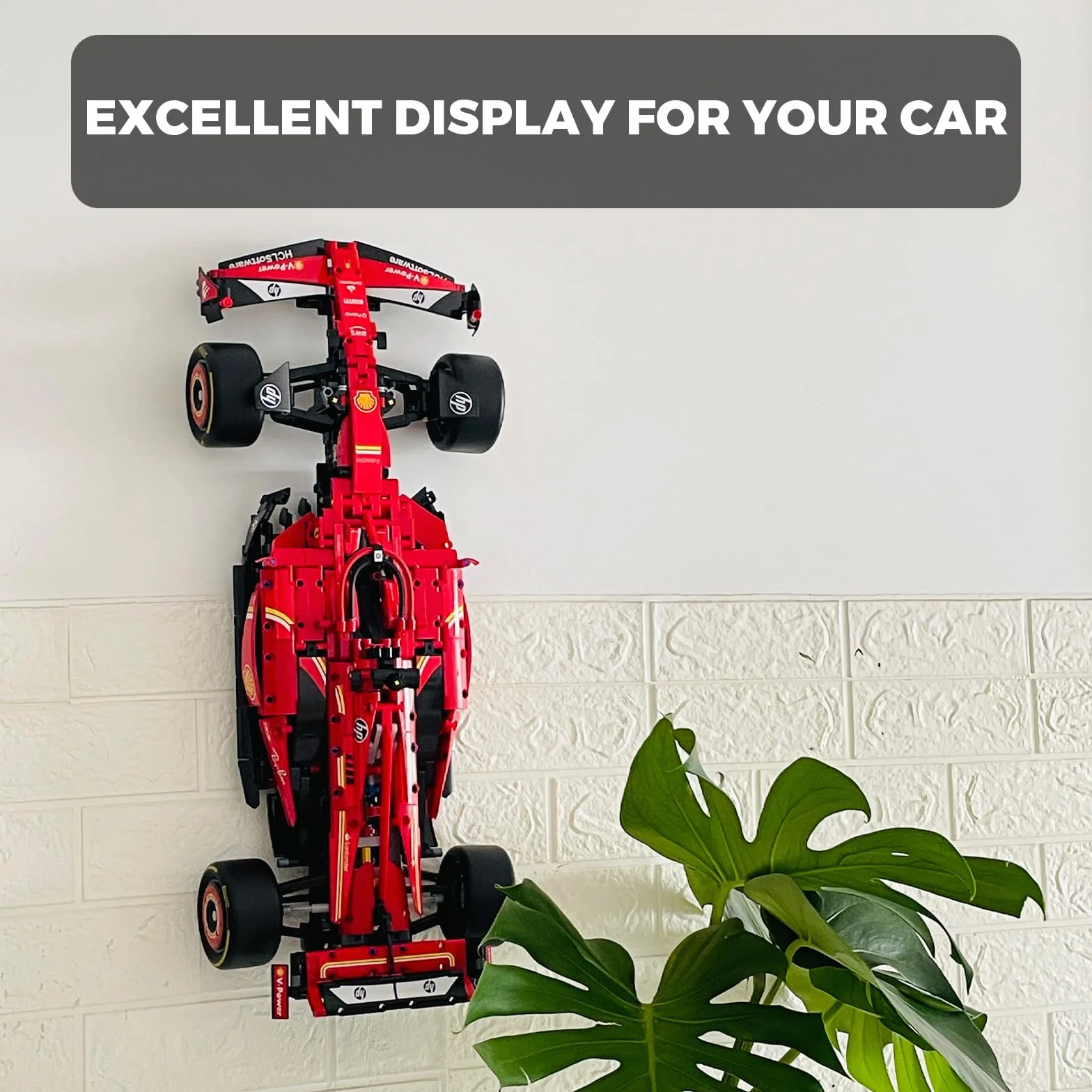 Uchwyt ścienny kompatybilny z LEGO Technic Ferrari SF-24 F1 (42207), uchwyt pionowy ze stopu aluminium do bezpiecznej prezentacji Twojego samochodu, zestaw samochodowy nie zawiera