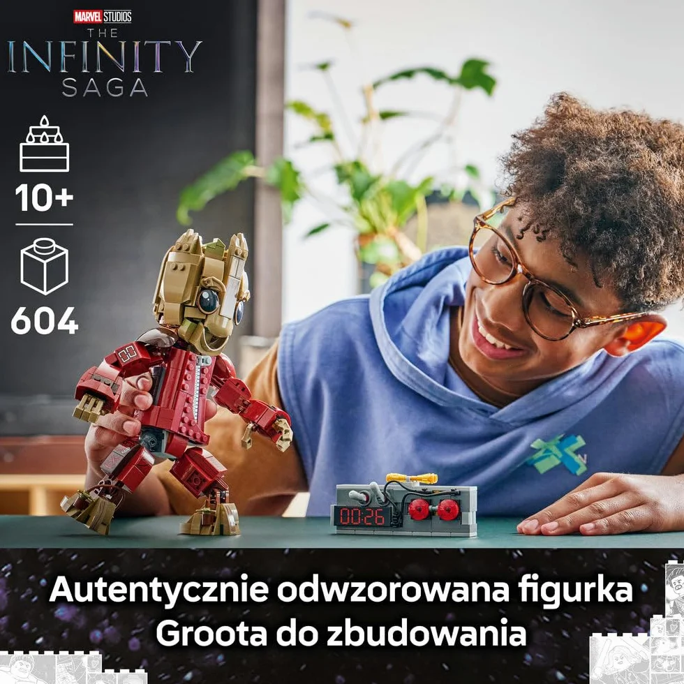 LEGO ǀ Marvel Groot w stroju Ravagera, zabawka dla dzieci do zbudowania, ruchoma figurka superbohatera z filmu Strażnicy Galaktyki Vol. 2, pomysł na prezent dla chłopców i dziewczynek od 10 lat 76341