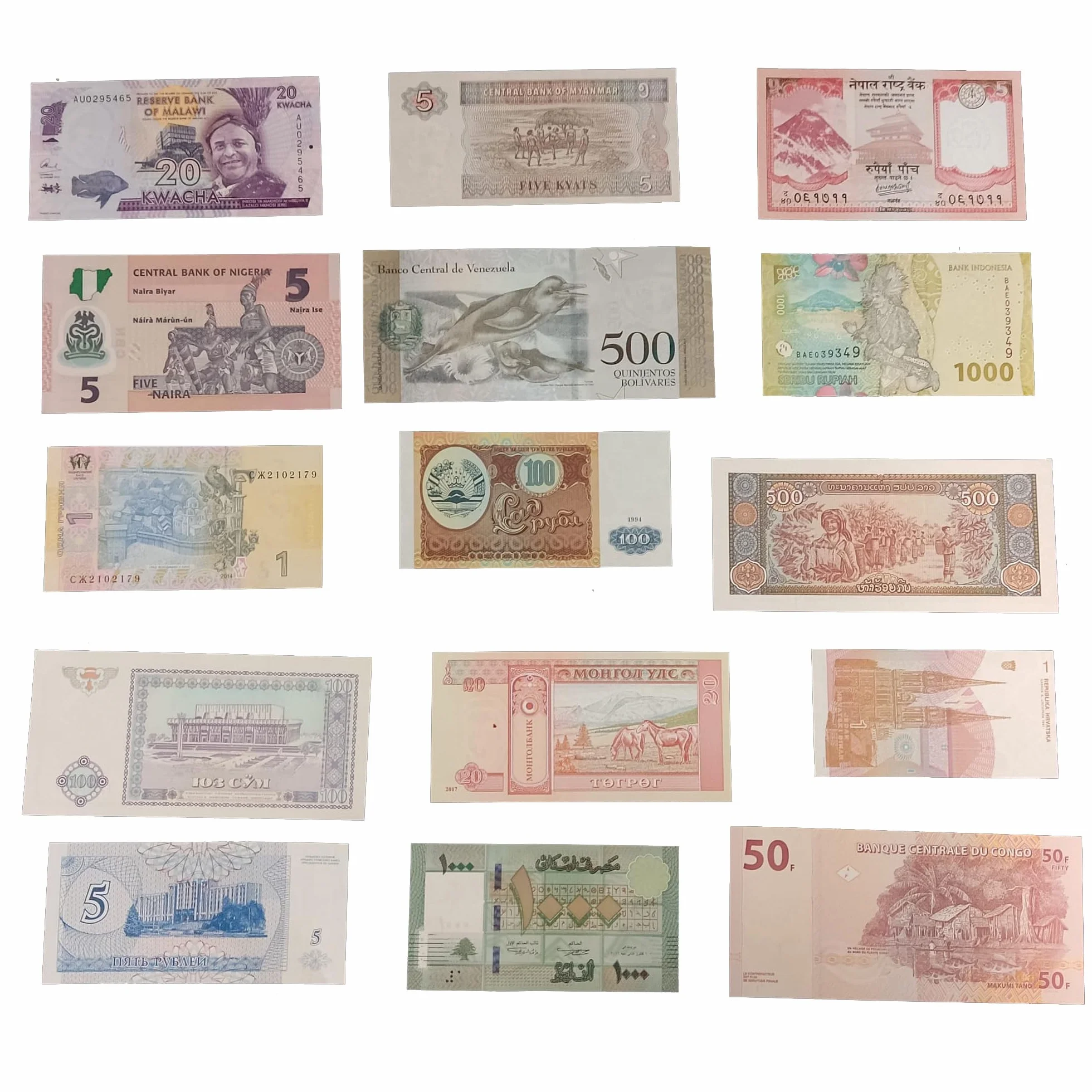 Kolekcja World Banknotes - 15 banknotów z 15 różnych krajów świata