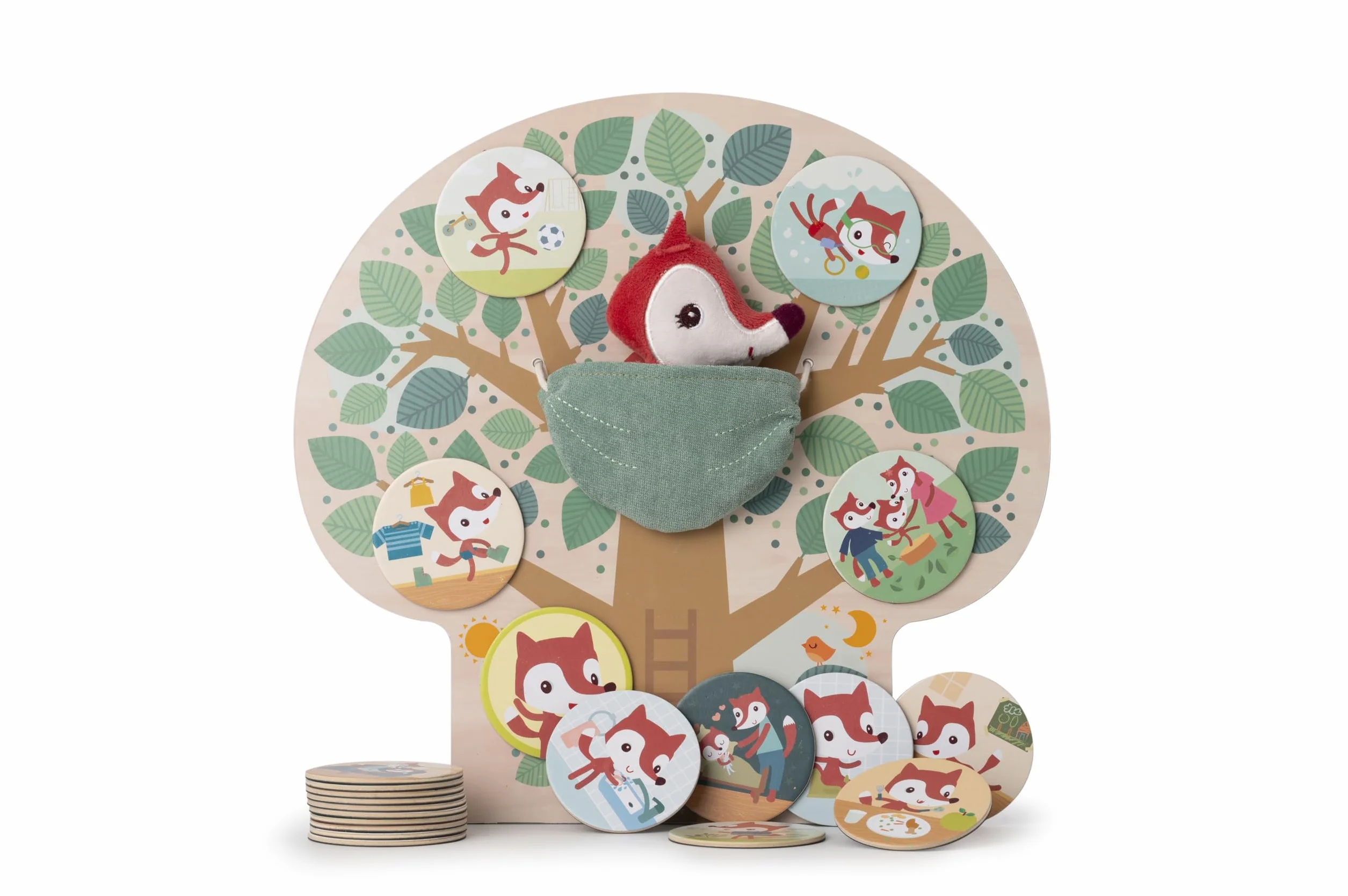 LILLIPUTIENS - Drzewo magnetyczne rytuałów dnia - 19 magnetycznych żetonów ze scenami do opowiadania historii dnia - Wyrażaj emocje i rozwijaj umiejętność narracji - 2 lat+