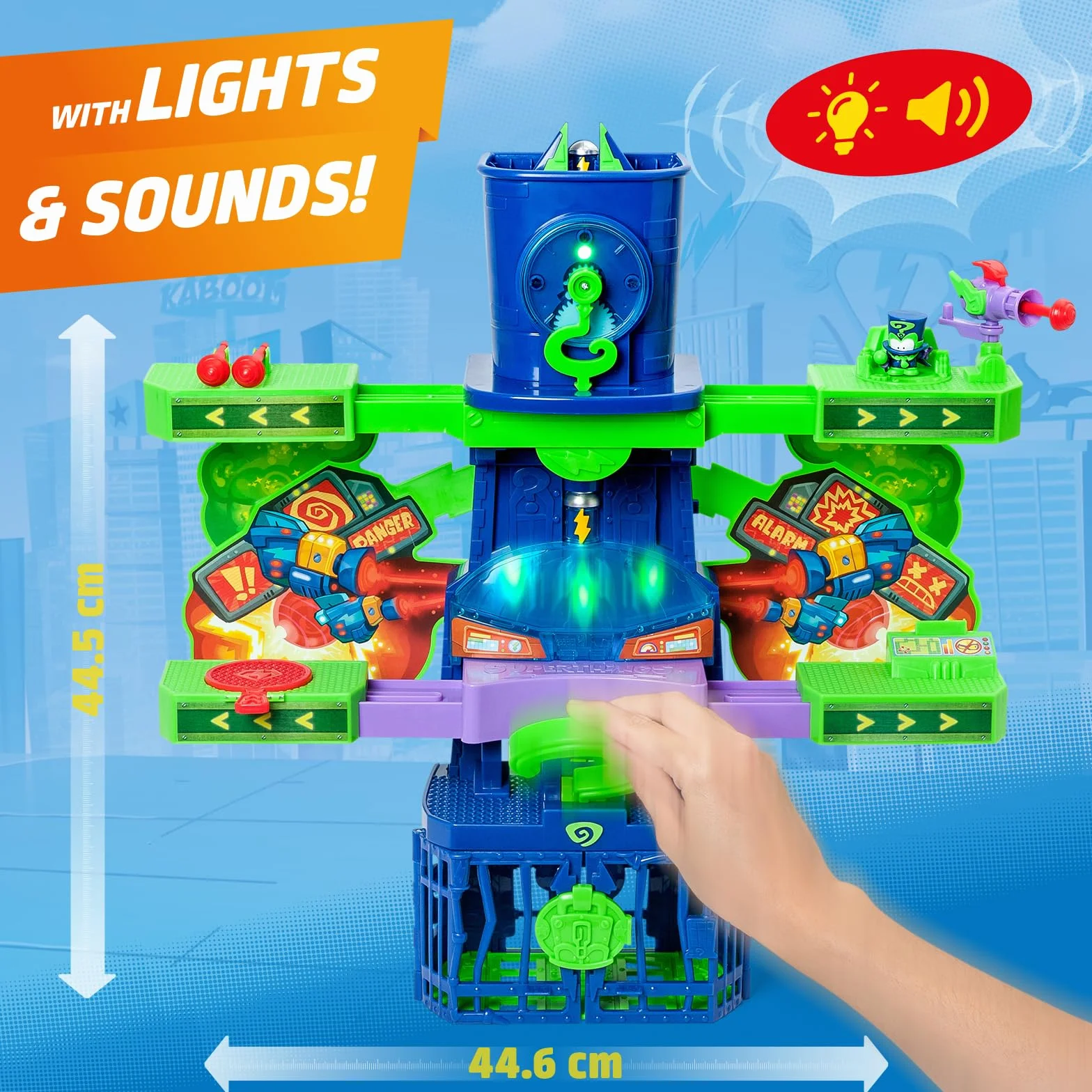 SUPERTHINGS KAZOOM POWER -Playset Enigma Tower.Wieża Enigmy z serialu telewizyjnego Klanu "Kazoom Power".Zawiera 1 Wieża,1 Ekskluzywna Enigma,1 Samolot,1 więzienie,1 katapulta,1 wyzwalacz, pociski