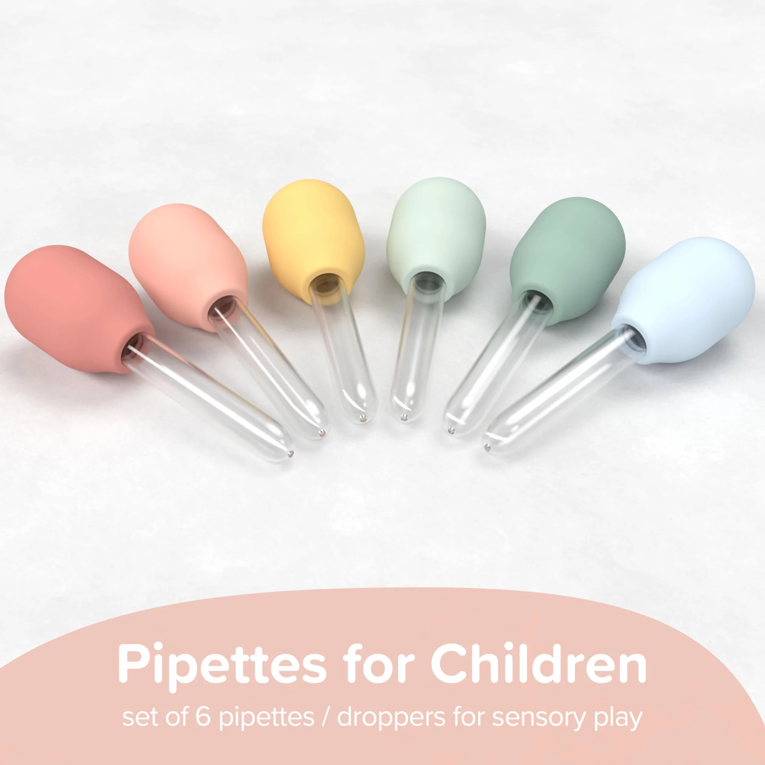Inspire My Play 6 x pastelowe pipety dla dzieci, zakraplacz do pipet – zabawki sensoryczne i akcesoria do zabawy