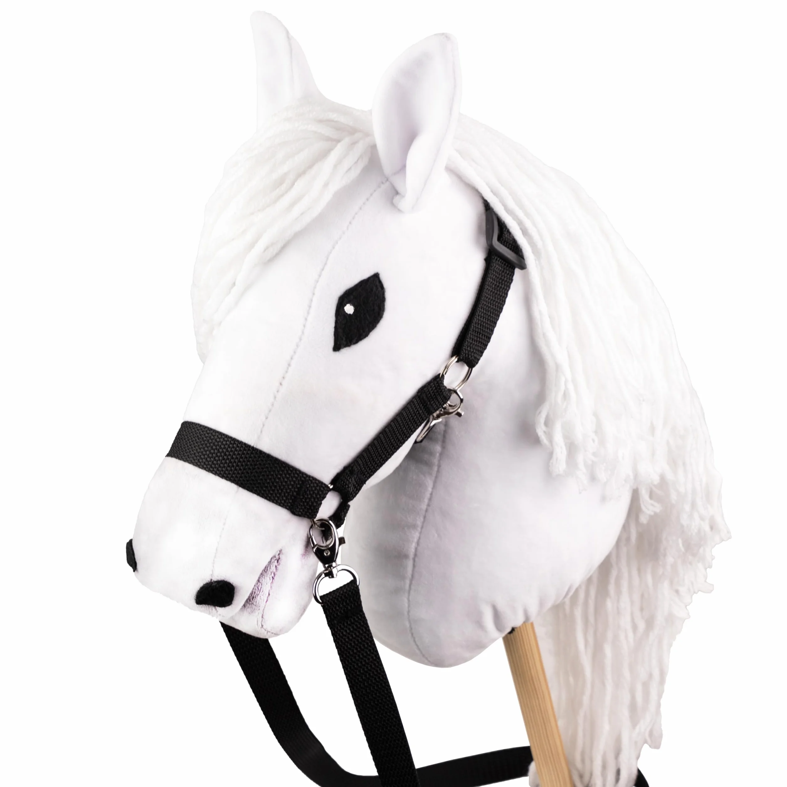 SKIPPI Hobby Horse Biały, Duży Koń na Kiju, A3, Kantar i Wodze w Zestawie, Biały Konik na Patyku, Koń lipicański, Prezent dla Dziewczynki, dla Dziecka