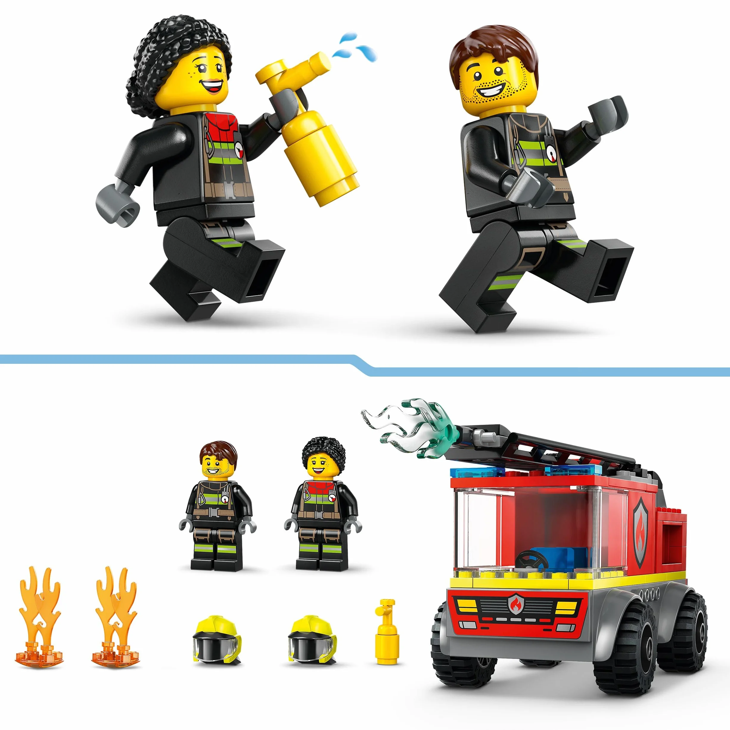 LEGO City Wóz Strażacki z Drabiną, Edukacyjna Zabawka dla Dziecka do Zbudowania, Pojazd z Minifigurkami Strażaków, Kreatywny Prezent dla 4-latka, dla Chłopca i Dziewczynki, dla Przedszkolaka, 60463