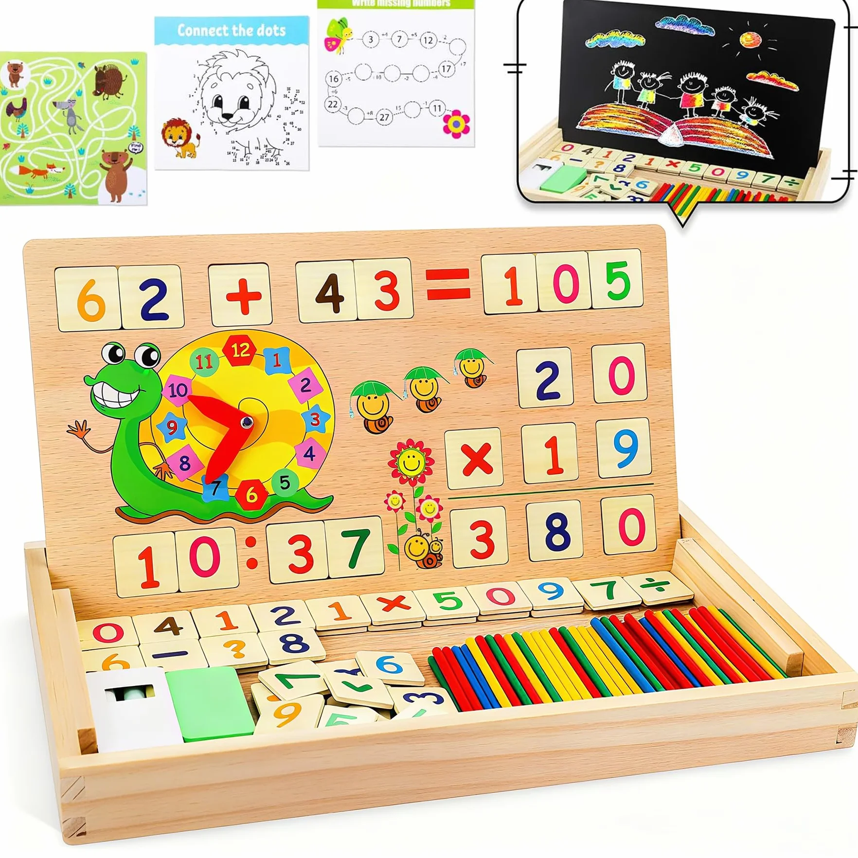 lenbest Matematyka Montessori zabawka z liczącymi pałeczkami - gry edukacyjne dla dzieci od 4, 5, 6 lat, dla chłopców i dziewczynek, prezenty wielkanocne