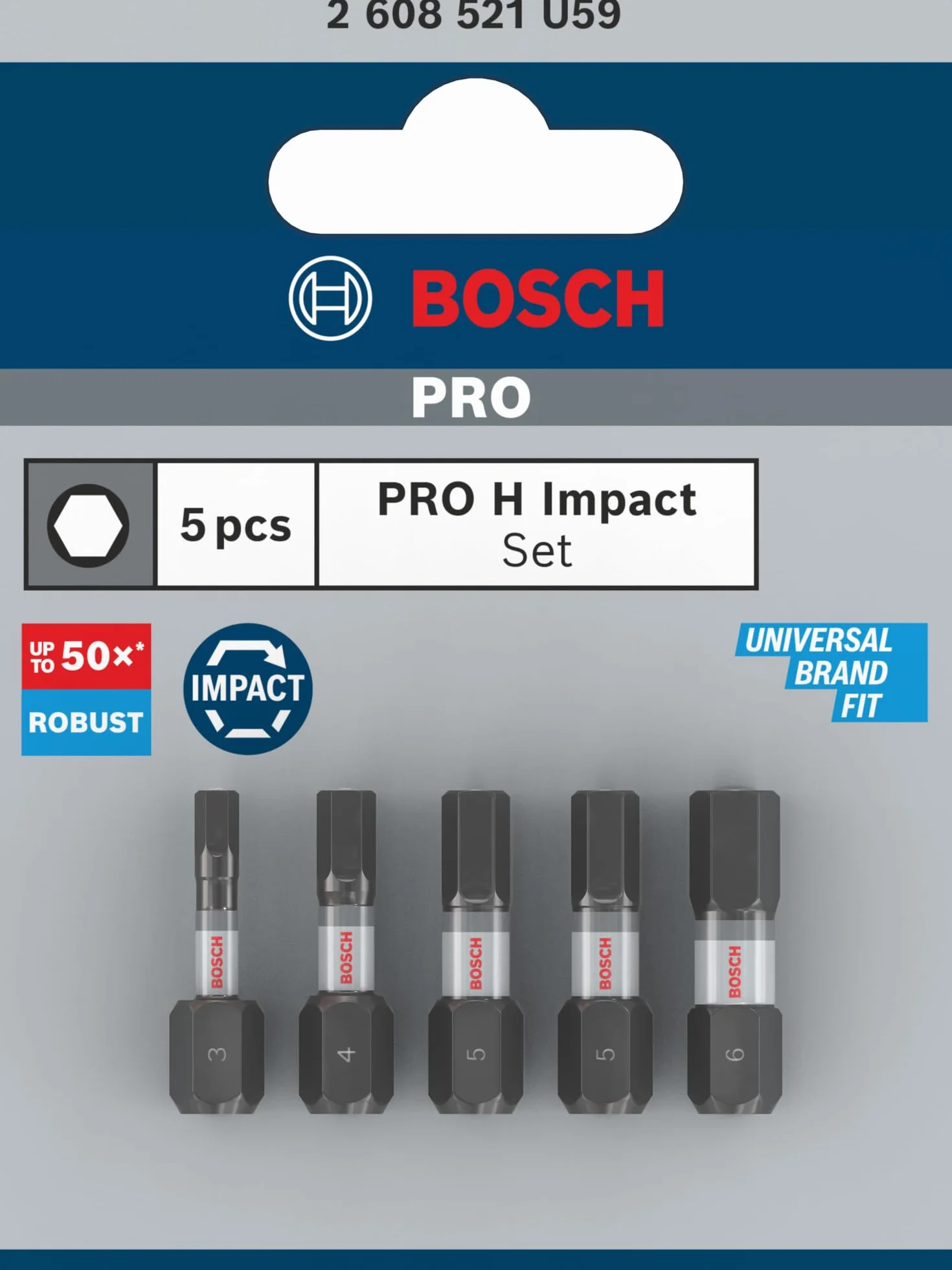 Bosch 5x Bit PRO Hex Impact (100 x 75 mm, Professional Akcesoria Śrubokręt, Śrubokręt)