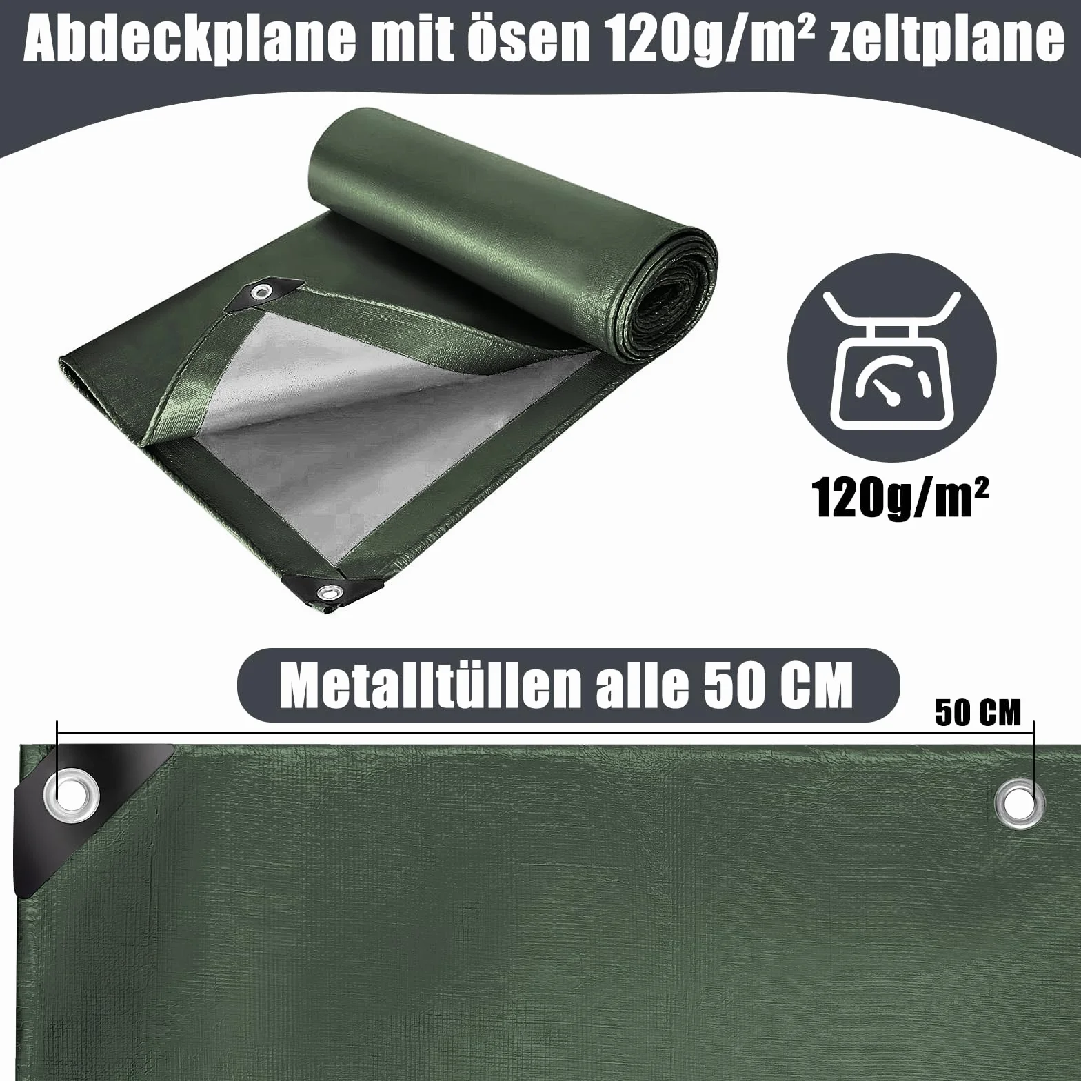Plandeka wodoodporna z oczkami, 120 g/m² PE, plandeka do samochodów ciężarowych, ochrona przed pogodą, kurzem, UV, odporna na rozerwanie, osłona na meble ogrodowe, drewno, auto, łódź, dach, basen