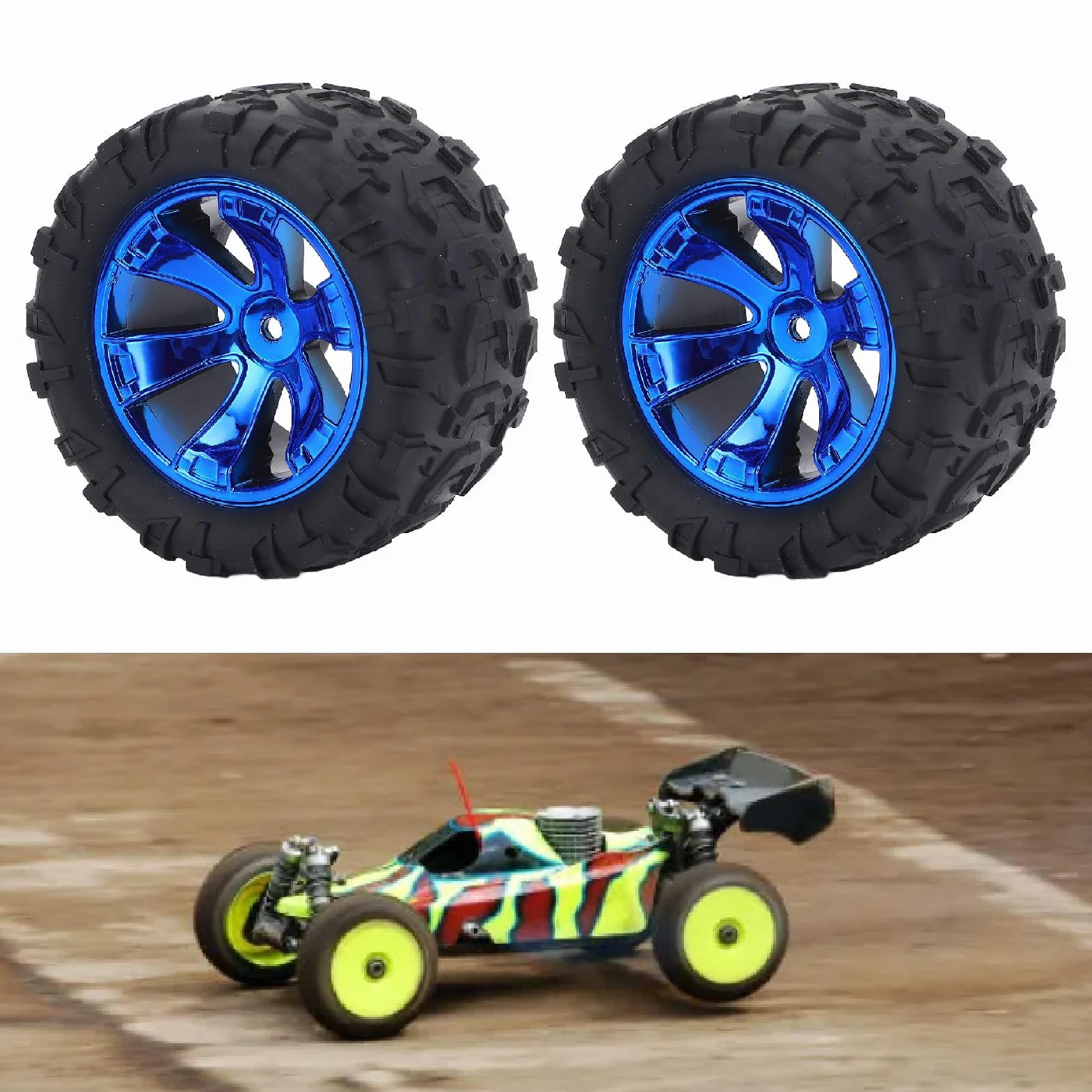 2PCS RC Koło Opony, Gumowe Opony Oponowe Plastikowe Piasty kół Odporne na Zamiennik Opony dla 1:12 RC Car 144018 3000