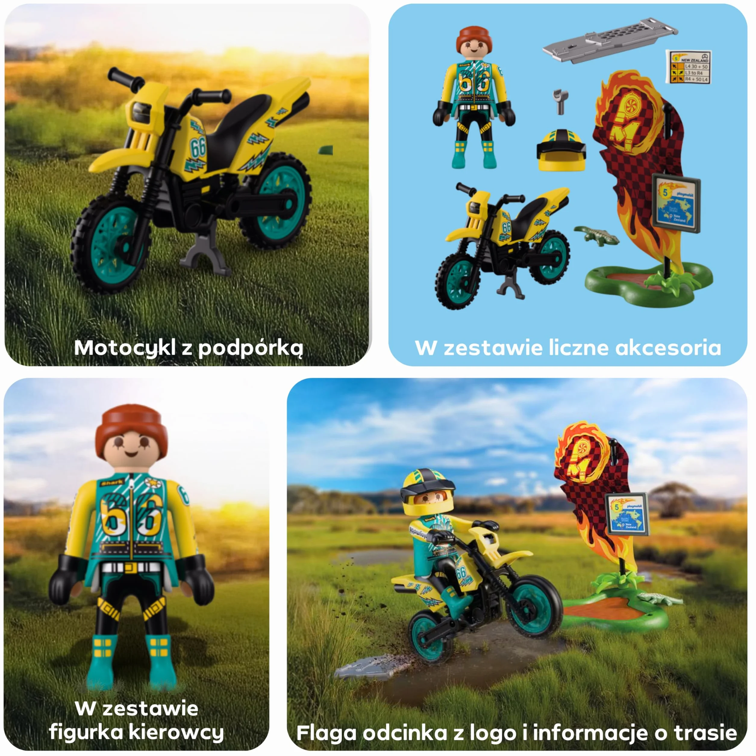 PLAYMOBIL Cars Terenowy motocykl motocrossowy z rampą do skoków 72065