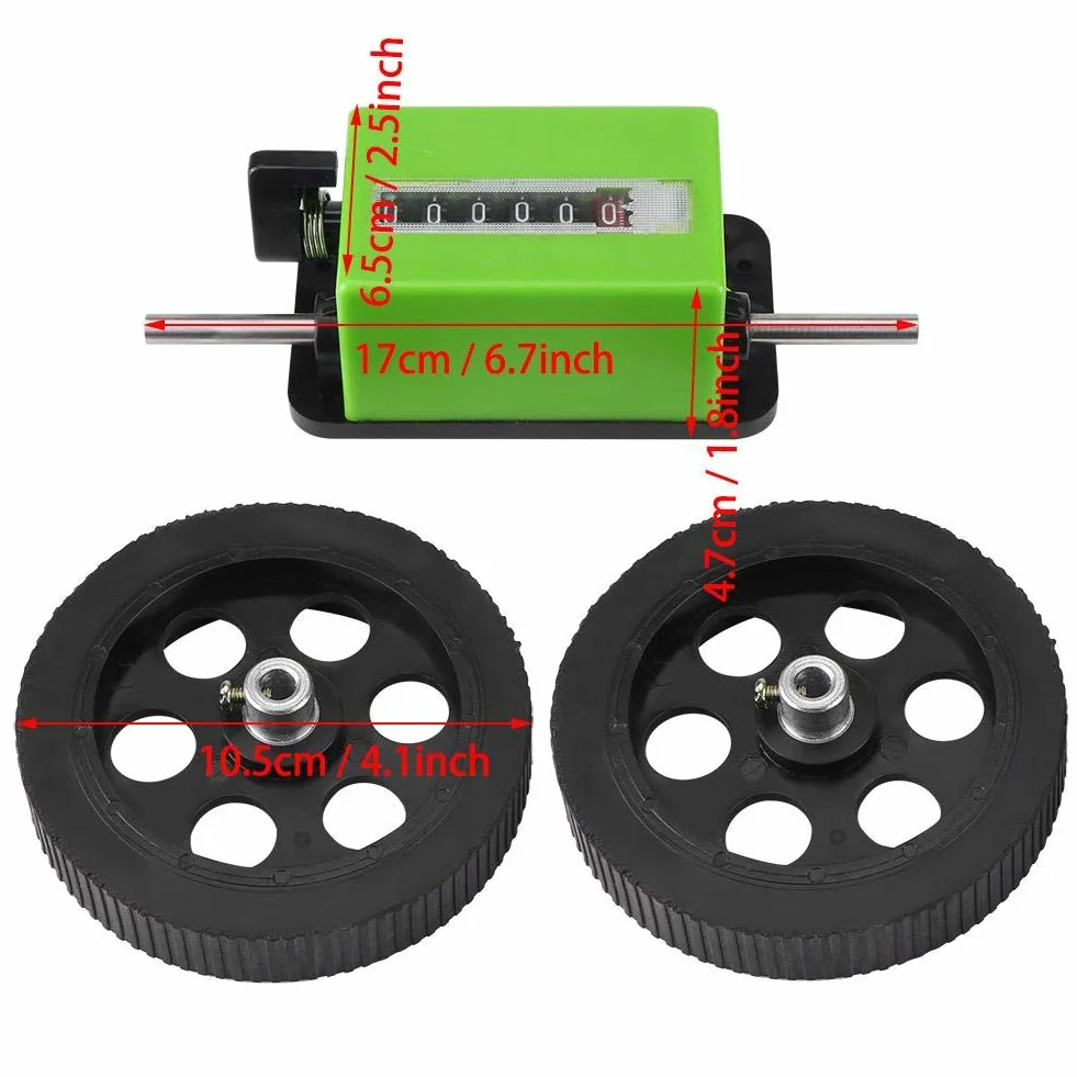 Roller-Type Meter Counter, 6 Cyfr Metrów Rolling Mechaniczny licznik długości z rolkowym kółkiem do pomiaru tekstyliów, druku, sztucznej skóry, zakres licznika: 0-99999.9 metrów