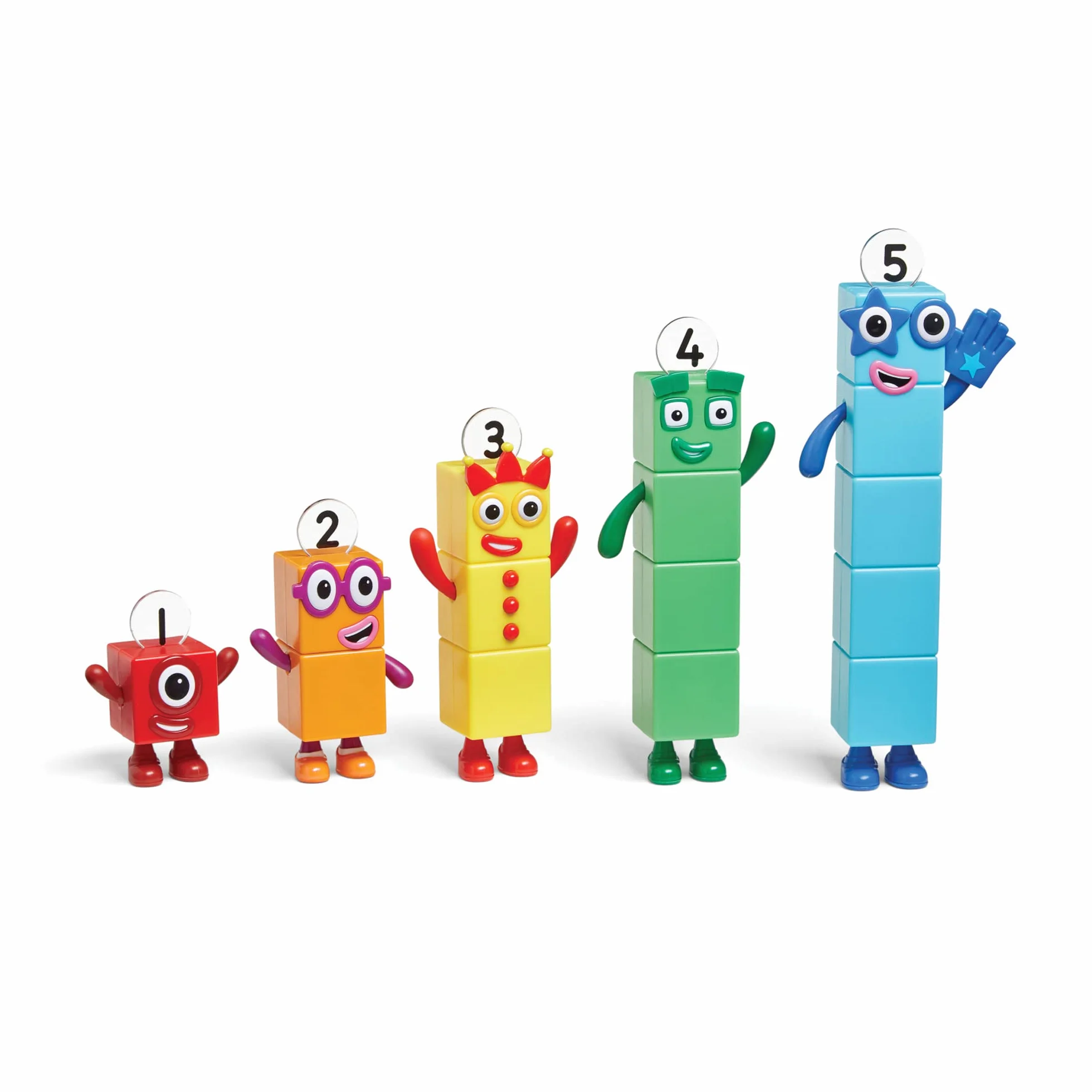 Przyjaciele Numberblocks 1 – 5 marki Learning Resources, Oficjalne zabawki kolekcjonerskie, Numberblocks Jeden, Dwa, Trzy, Cztery i Pięć w zestawie