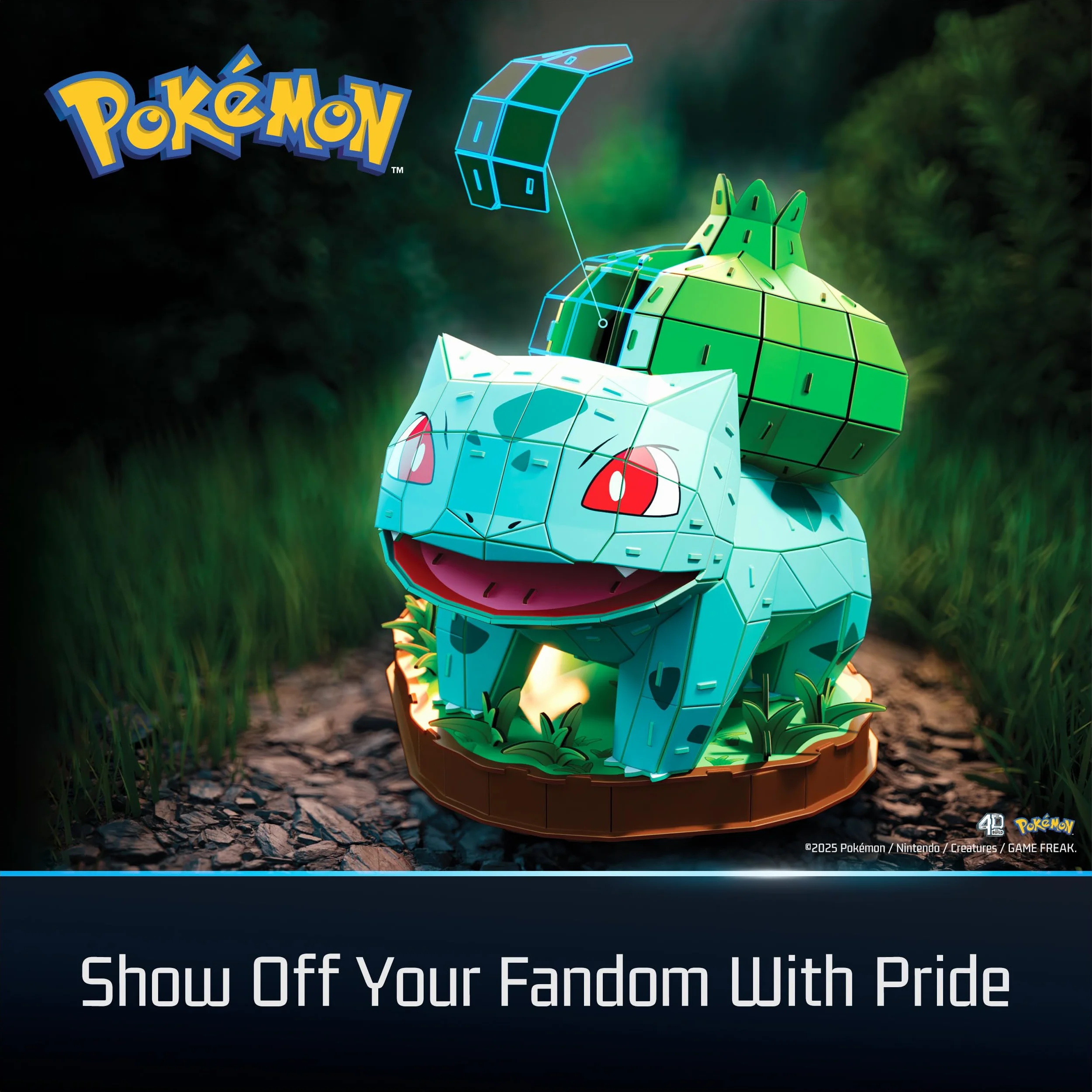 4D Build, Pokémon Bulbasaur – zestaw 3D do składania, Pokémony do kolekcjonowania, Puzzle 3D dla dorosłych i nastolatków, 195 elementów, dla osób w wieku od 12 lat