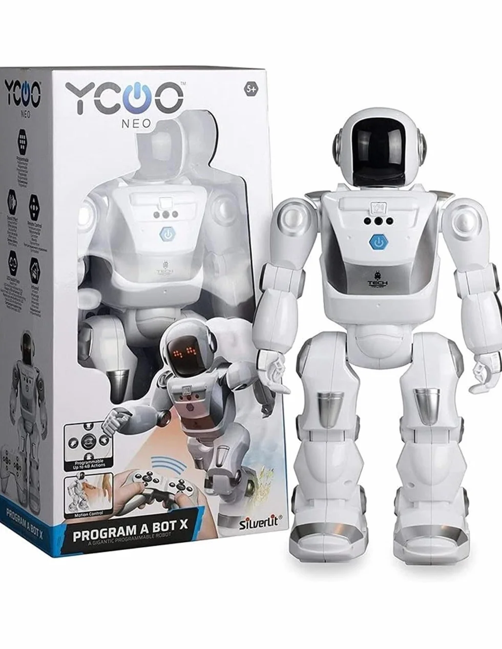 Programme SilverLit-A-Bot X | Gigantyczne interaktywne spacery na dużą skalę, szybowanie, tańczący robot zabawkowy z 48 poleceniami, mimika twarzy LED i fajne dźwięki, roboty dla dzieci w wieku 5+