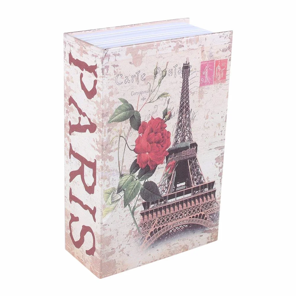 Haofy Sejf z 2 kluczami, etui na biżuterię w kształt książki, Paris Tower