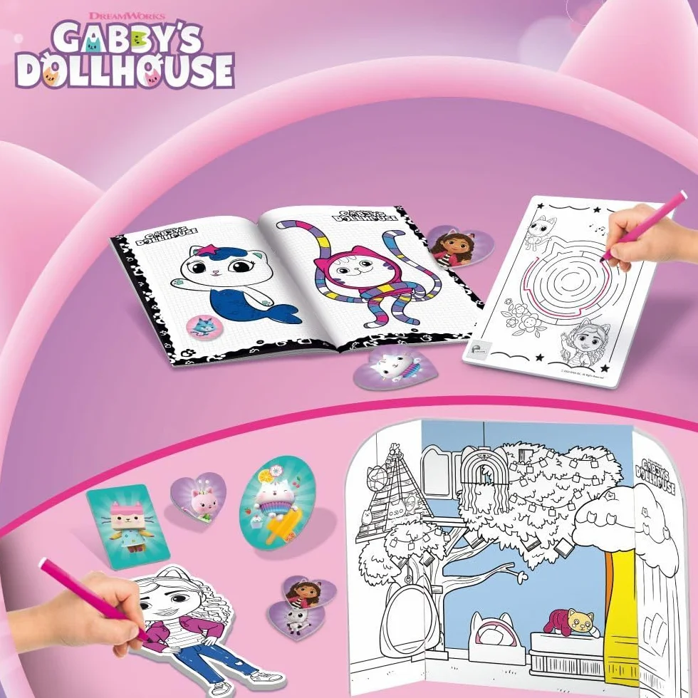 Lisciani giochi - GABBY'S DOLLHOUSE - plecak szkolny do kolorowania i rysowania - dla dzieci od 4 lat - z pisakami filcowymi, kredkami i kolorowymi stronami - Gabby's Dollhouse Ręczna aktywność