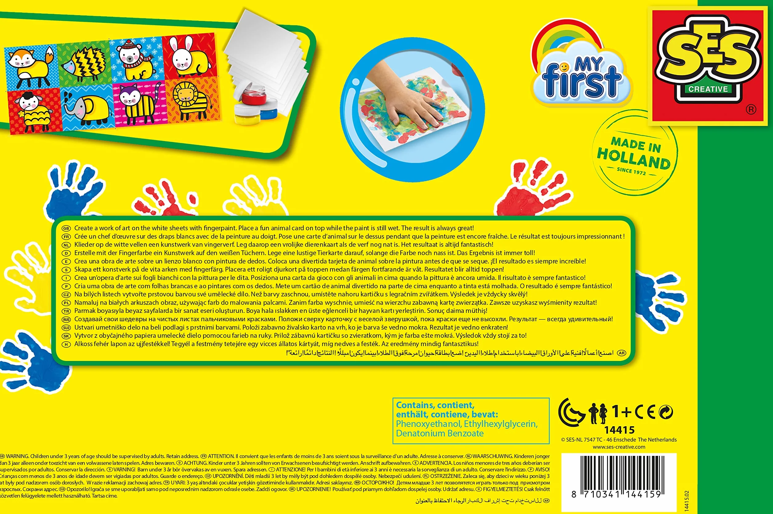 SES creative 14415 - Moje pierwsze karty farb do malowania palcami My First żółty, czerwony, niebieski