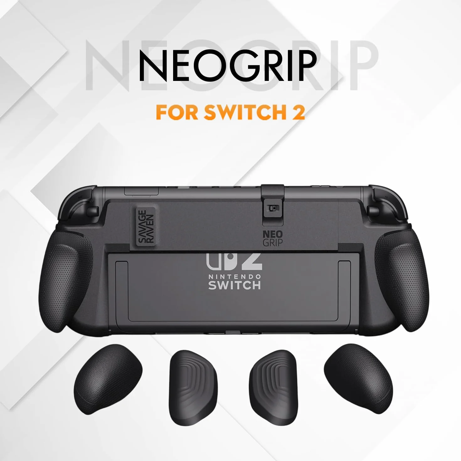 Savage Raven by Skull & Co. NeoGrip do Nintendo Switch 2: Ergonomiczna twarda obudowa z wymiennymi uchwytami [pasuje do wszystkich rozmiarów dłoni] [bez etui do noszenia] - jasnofioletowe + jasnozielone