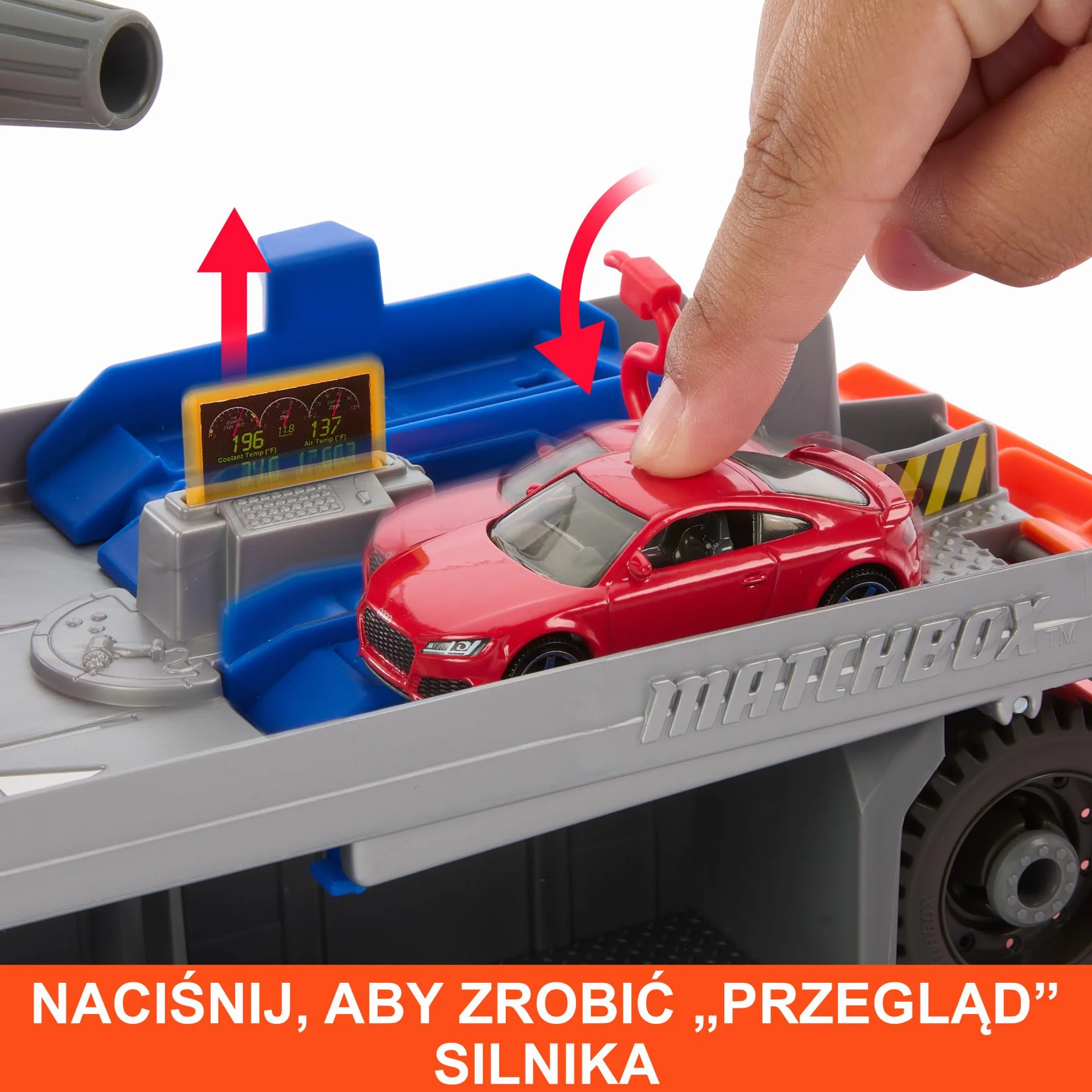 Matchbox HRY43 Prawdziwe Przygody Laweta Pomoc drogowa Zestaw z ciężarówką warsztatem Audi TT RS Coupe 1:64