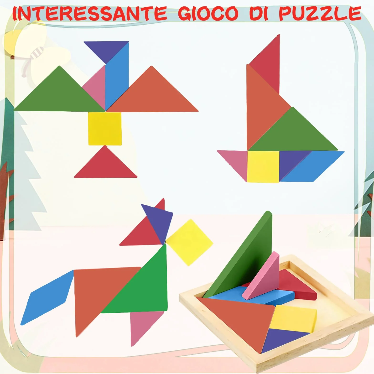 Tangram zestaw 24 gadżetów na urodziny dziecka, prezenty urodzinowe dla dzieci, fantastyczna gra logiczna, Tangram puzzle, prezenty dla dzieci