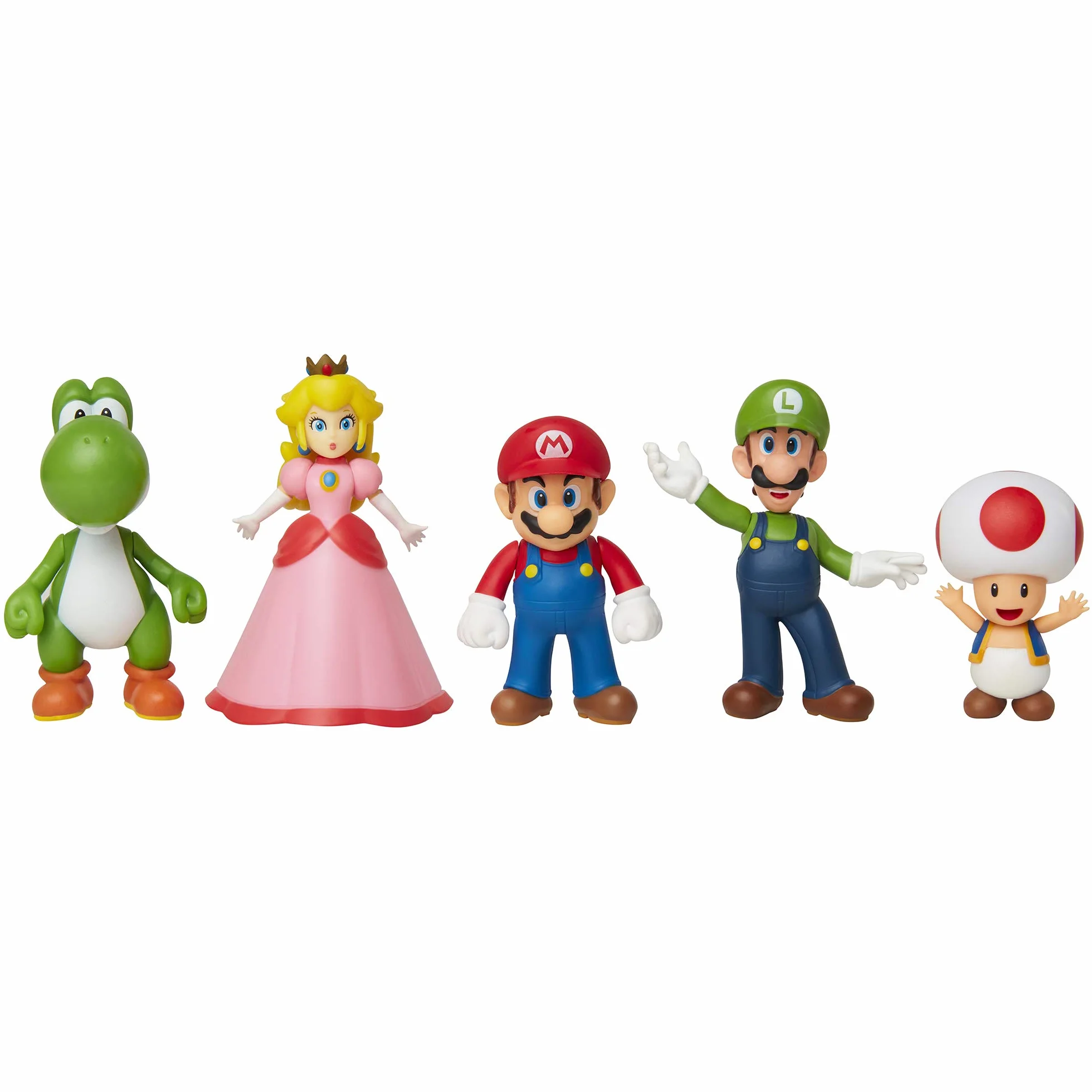 Jakks Super Mario Mario, Luigi, księżniczka brzoskwinia, Yoshi & ropień Ekskluzywna mini figurka 2,5 cala 5 sztuk