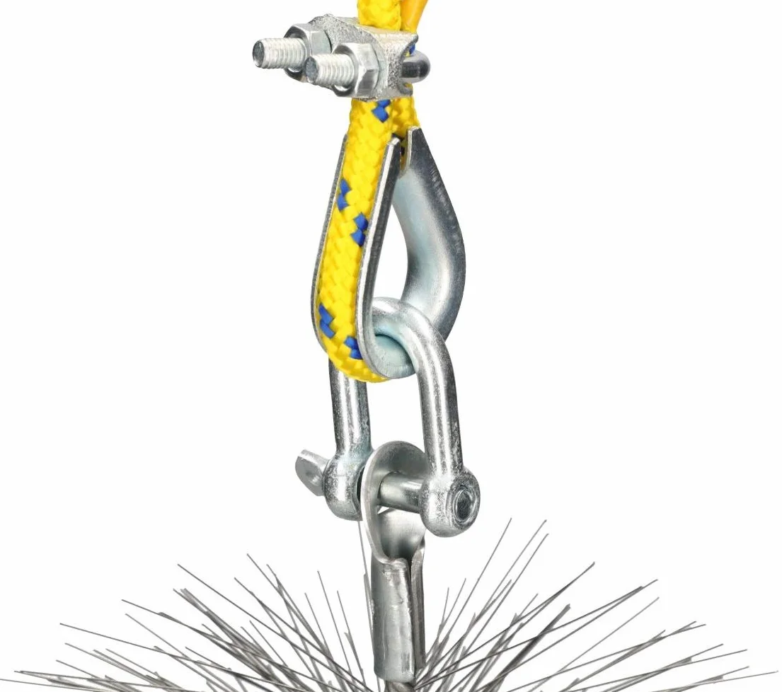 KOTARBAU® Zestaw do czyszczenia komina ze szczotką ze stali sprężynowej: kula, szczotka (150mm), linka (12m)