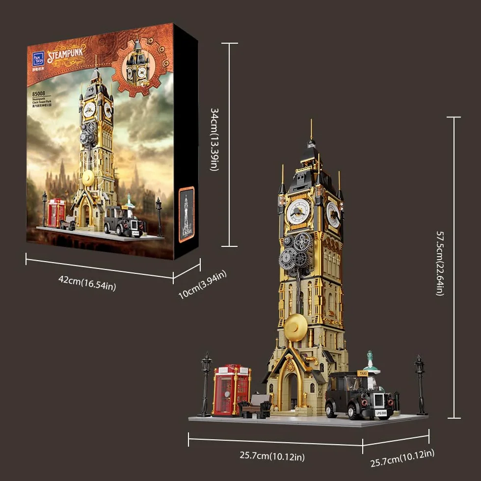 PANTASY Zestaw do budowy Wielkiego Bena Zestaw Klocków Zegara Wieżowego w Stylu Steampunk Zestaw Konstrukcyjny dla Dorosłych Znane Zabytki Londynu Zestaw Klocków do Budowy Modelu Zabawek