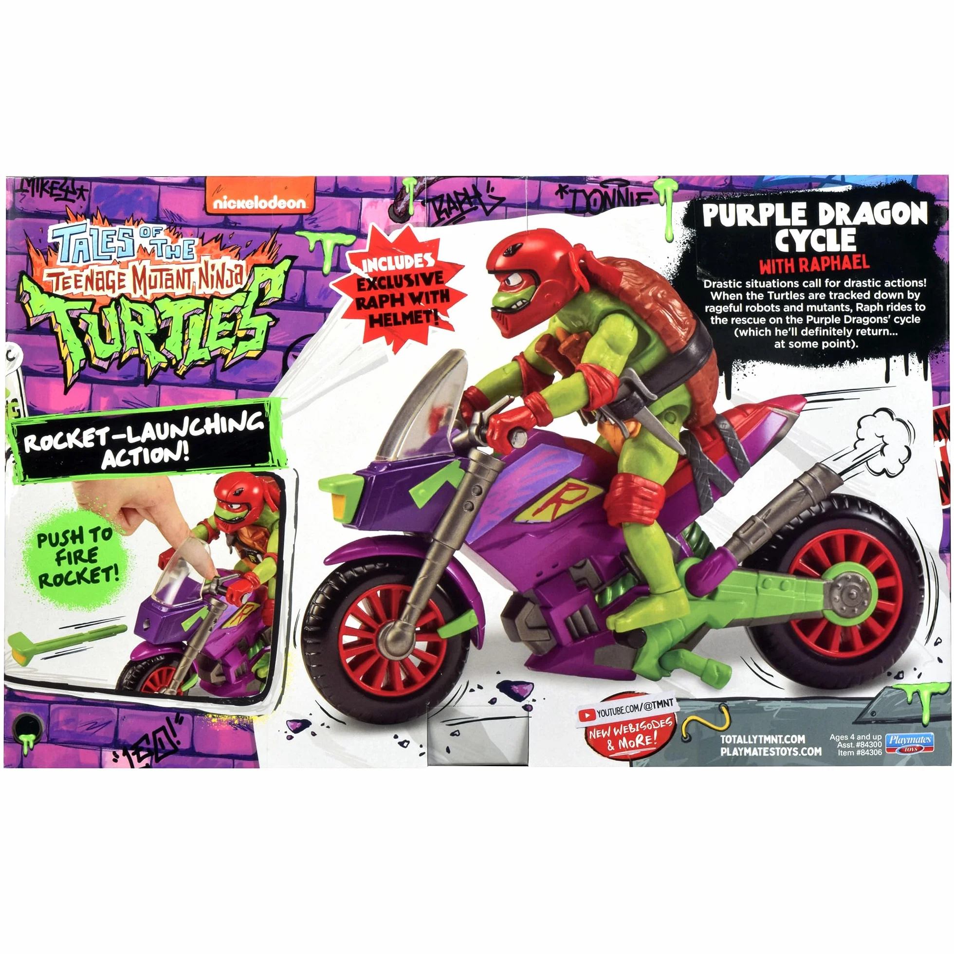 Wojownicze Żółwie Ninja Fioletowy Motocykl Z Raphael, pojazd + figurka