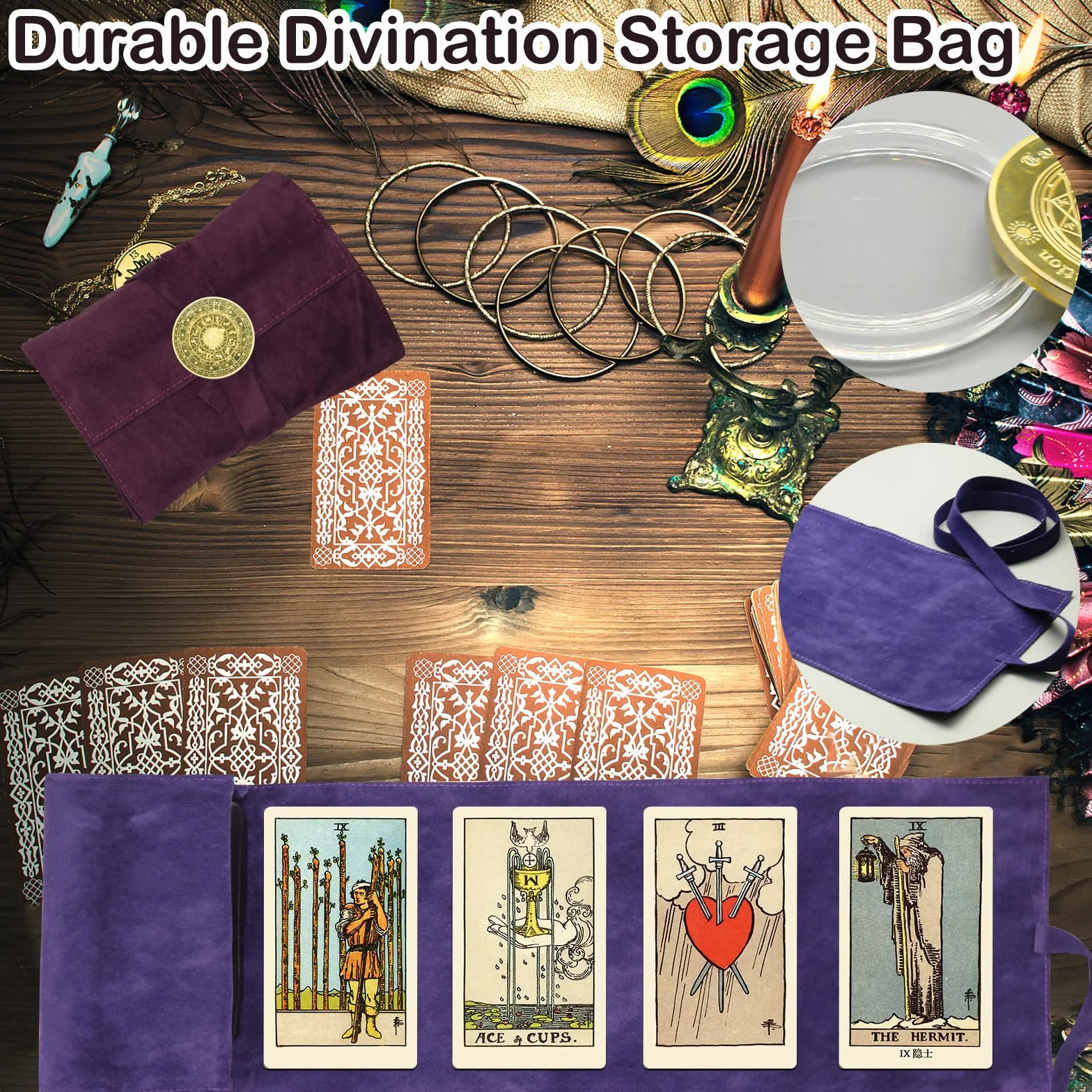 3 Szt. Etui na Karty Tarota: Aksamitne Pudełko, Monety Decyzyjne, Woreczki z Tkaniny, Etui na Karty do Gry, Talia Oracle, Akcesoria