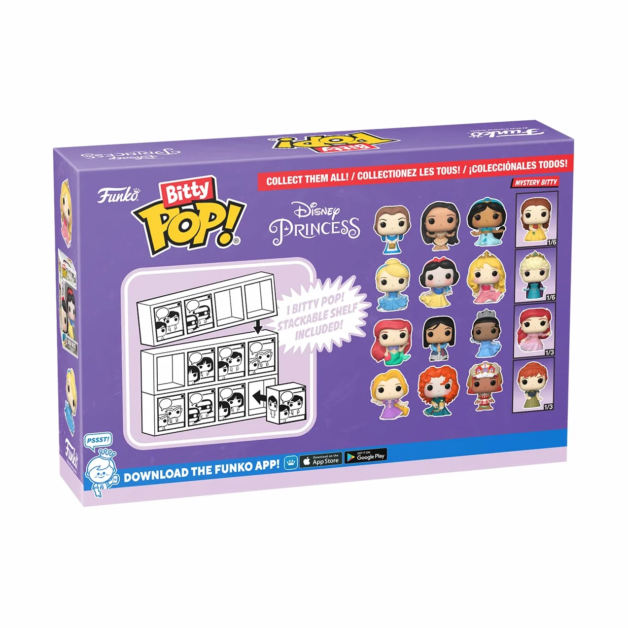 Funko Bitty Pop! Disney Princess - Roszpunka, Merida, Moana i tajemnicza mini-Figurynka z niespodzianką - 2,2 cm do kolekcjonowania - półka do układania w stos w zestawie - pomysł na prezent,