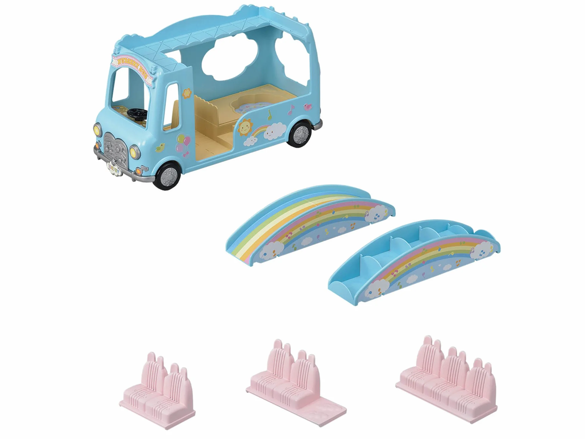 Sylvanian Families Słoneczny Autobus Przedszkolny Zestaw do Zabawy, Wielokolorowy, od 3 lat