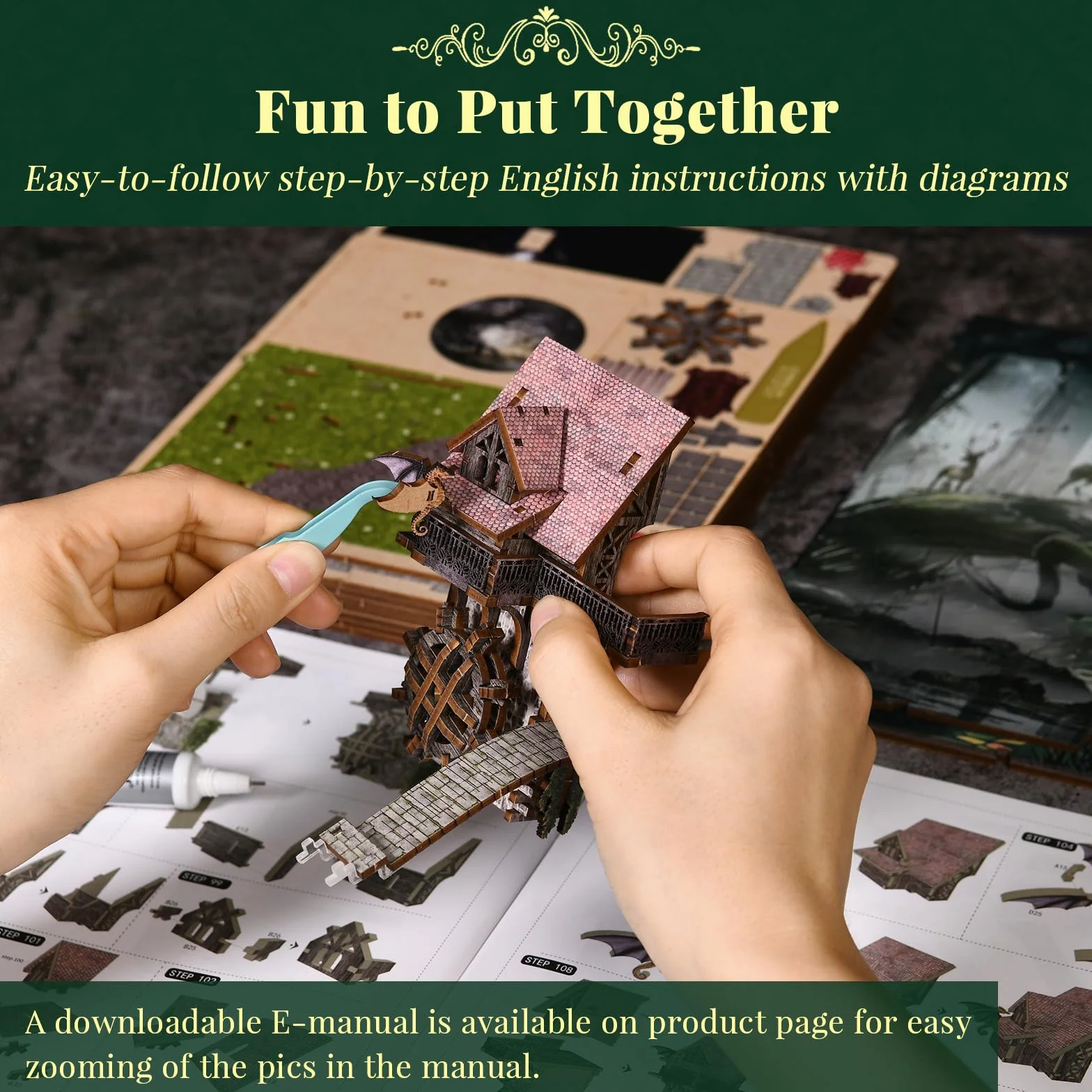 MiniCity Zestaw do Kącika Książkowego, zestaw DIY do miniaturowego domeczka dla lalek Kącik Książkowy (Down The Rabbit-Hole Alice in Wonderland)