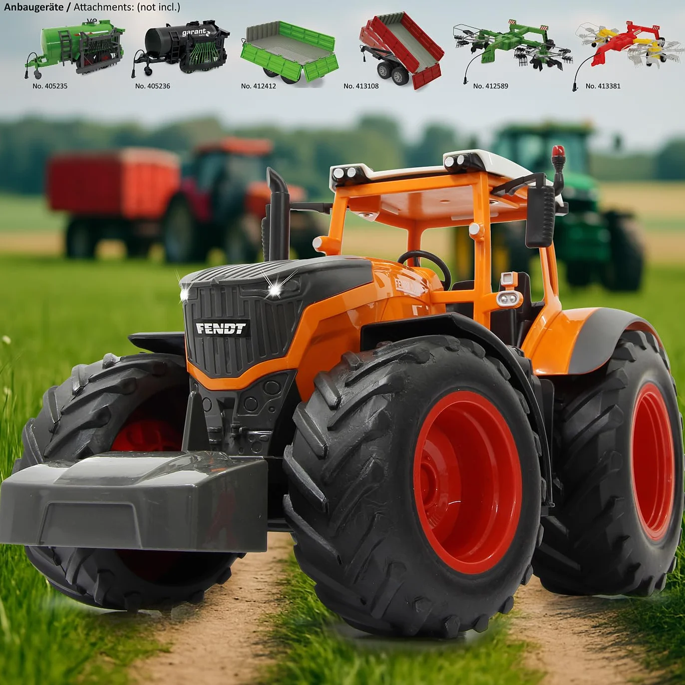 JAMARA 405045 - Fendt 1050 Vario Kommunal 1:16 2,4 GHz - traktor RC, dźwięk silnika (wyłączony), dźwięk ostrzegawczy cofania, klakson, funkcja wyłączania, 2 koła napędowe, światło z przodu,
