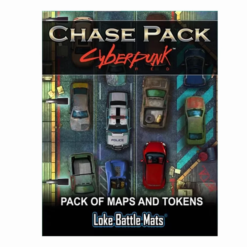 Loke Battlemats | The Chase Pack Battle Mats & Tokens for Cyberpunk RED | Battle Mat for Roleplaying Games