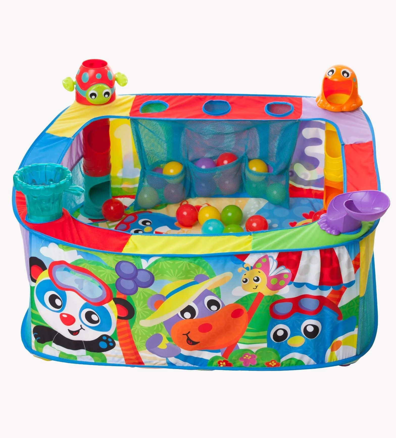 Playgro Pop Up Baby Ball Pit, 6 miesięcy i więcej, siłownia do aktywności pop and drop ball, wielokolorowa, 40175