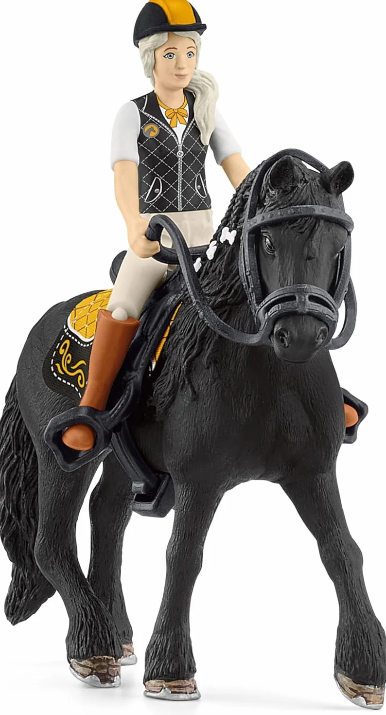 schleich HORSE CLUB | Tori & Princess 42640 | Ruchoma figurka dziewczynki z koniem, siodłem, uzdą & czaprakiem | Realistyczny zestaw jeździecki | Prezent dla dzieci | Zabawka od 5 lat | 11 elementów