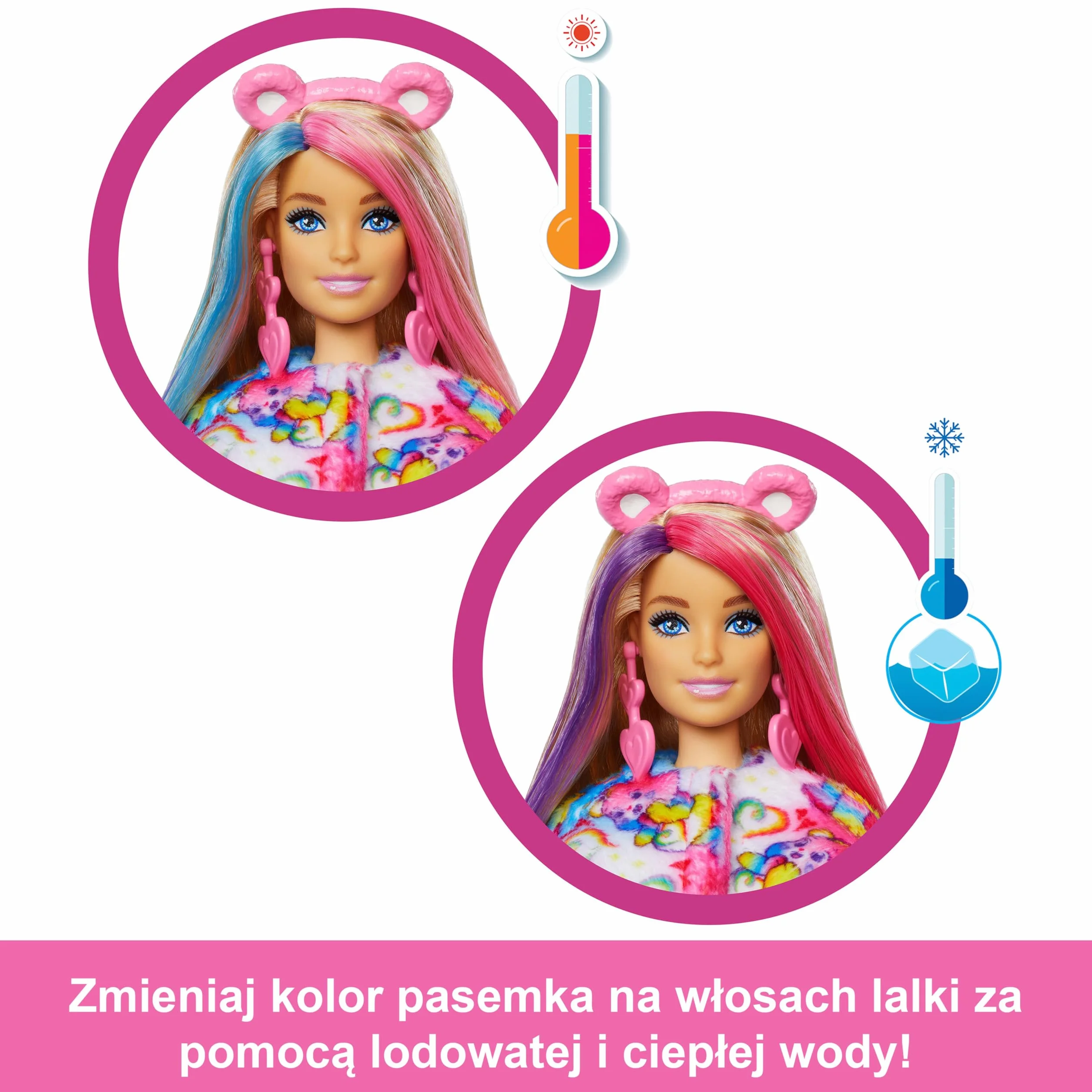 Barbie Cutie Reveal Lalka i akcesoria Troskliwe Misie Seria 2 Zestaw z lalką w kostiumie Misi Bliskie Serce i z 10 niespodziankami, w tym zmianą koloru i minimisiem, zabawka 3+, JFV60