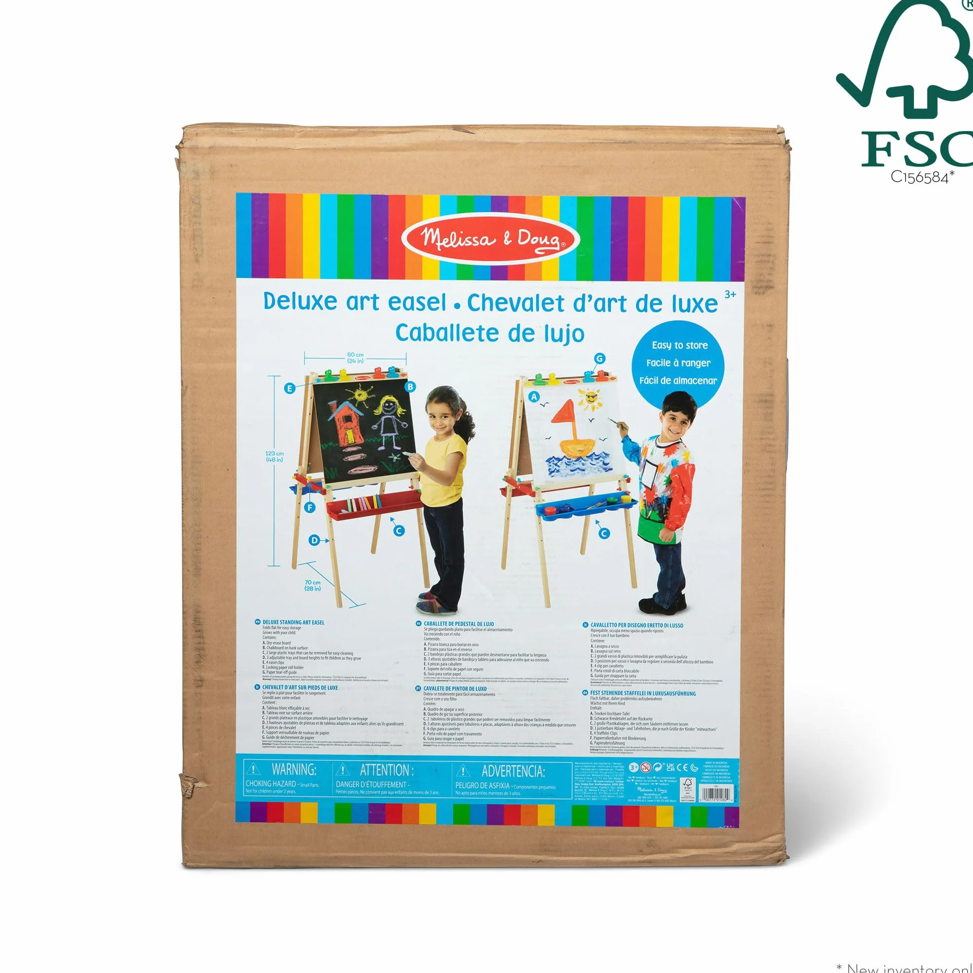 Melissa & Doug Luksusowa stojąca sztaluga, sztuka i rzemiosło - akcesoria artystyczne 3+, prezent dla chłopca lub dziewczynki