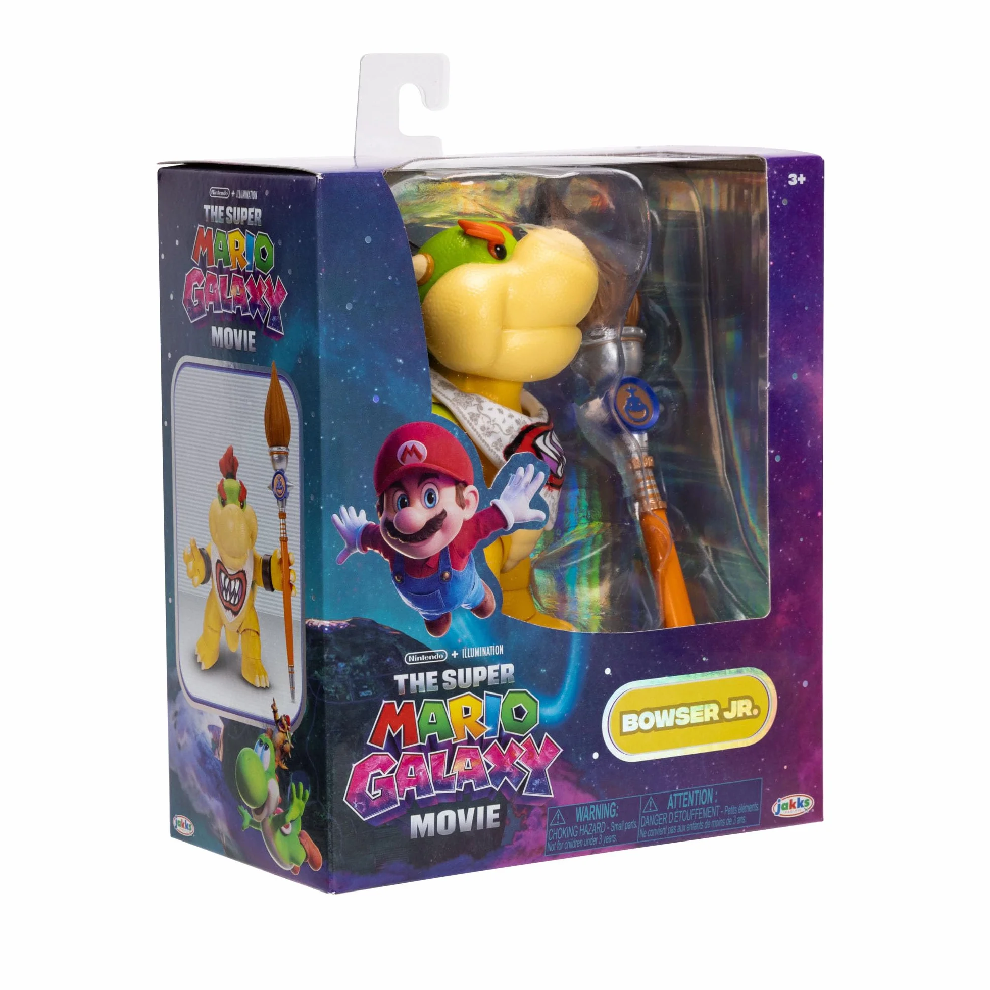 Figurka Bowser Jr. z filmu Super Mario Galaxy Movie, 5" / 12,7 cm, z akcesoriami, oficjalna licencja Jakks Pacific, 17 punktów artykulacji, w zestawie pędzel, dla dzieci w wieku 3+