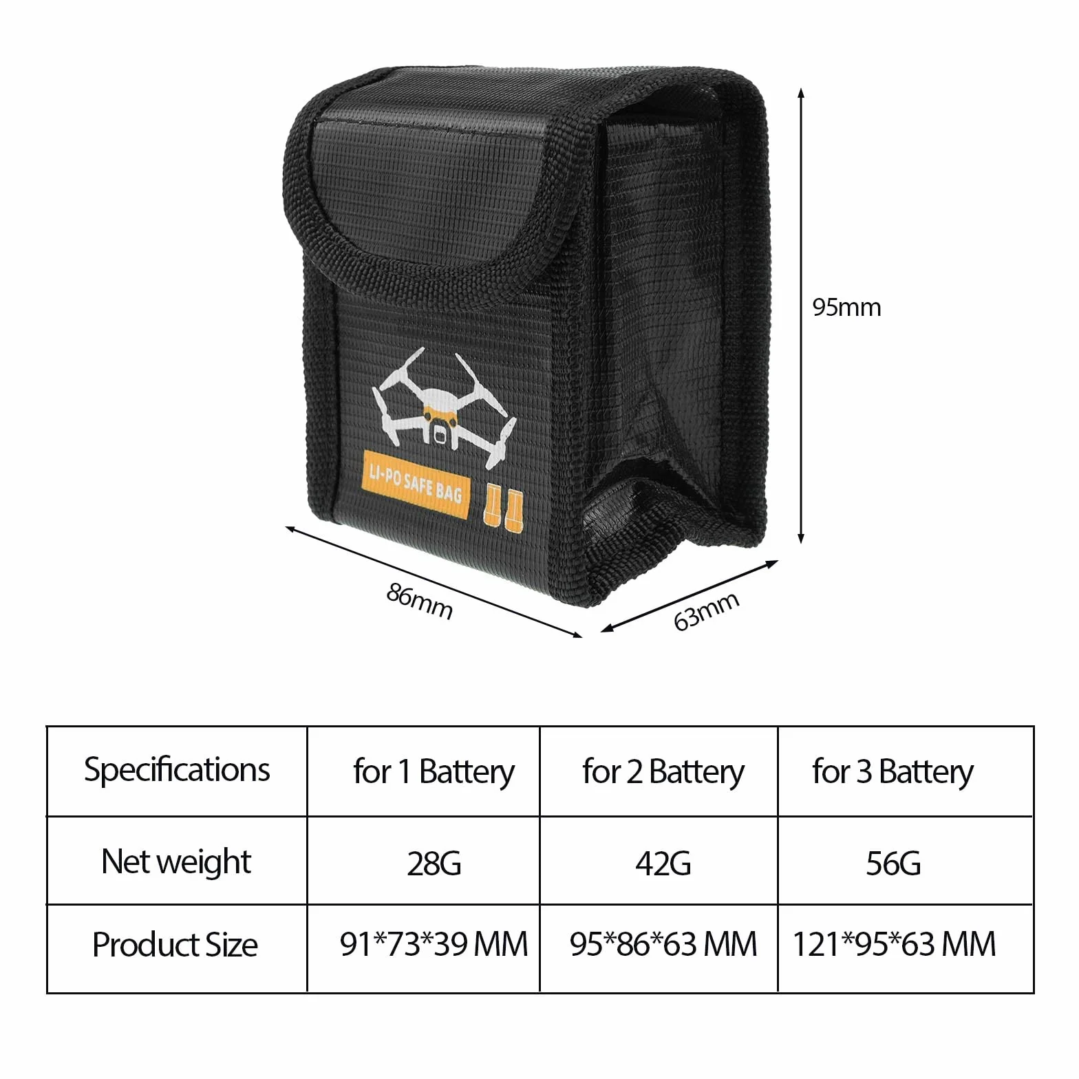 EMSea Torba bezpieczeństwa chroniąca przed wybuchem, kompatybilna z dronem DJI Mini 3 Pro, zapasowa torba do bezpiecznego ładowania i przechowywania akumulatora, 95 x 86 x 63 mm, rozmiar M
