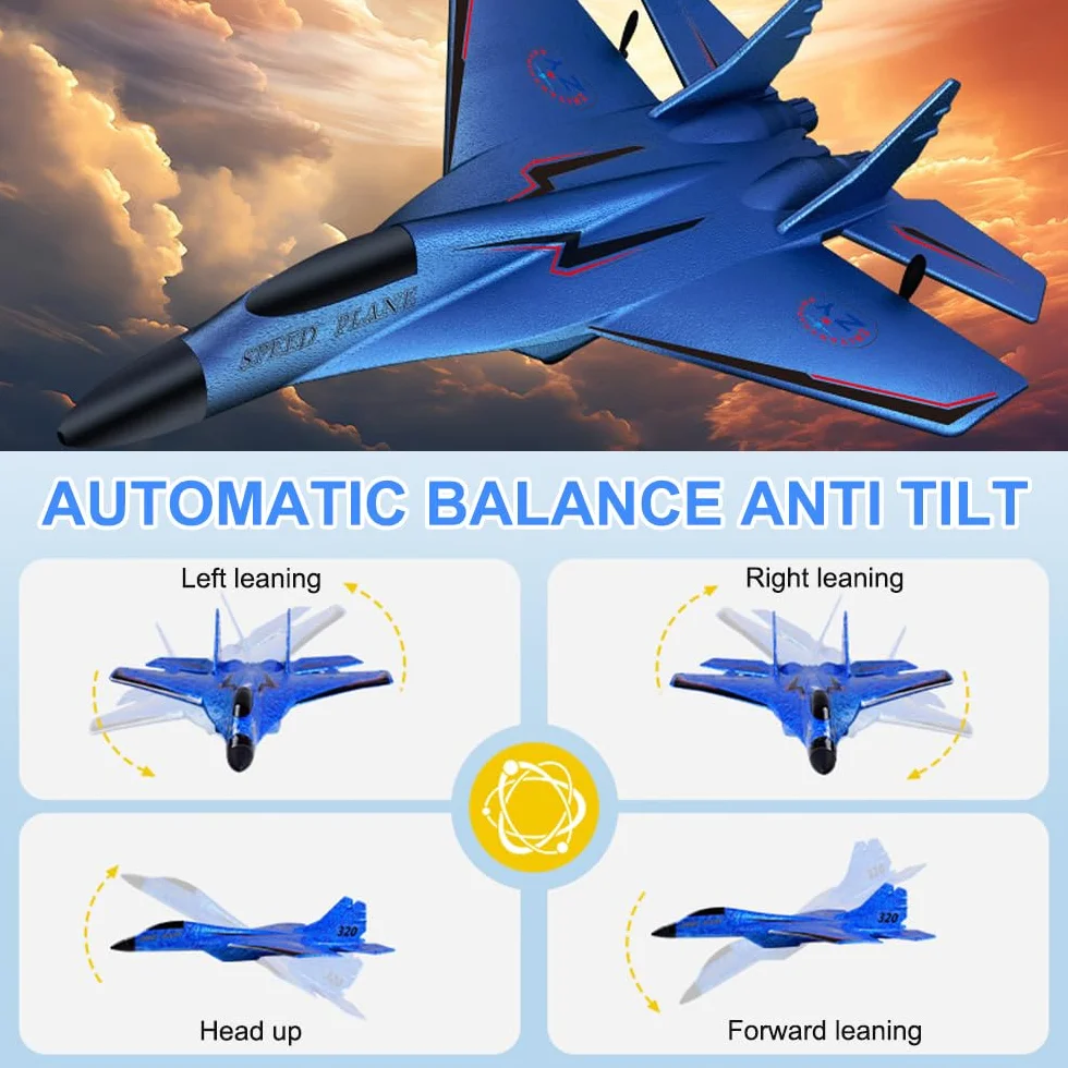 RC samolot 2CH, 2,4 GHz, zdalnie sterowany samolot, zabawka styropianowa ze światłem LED, zdalnie sterowany samolot z pilotem zdalnego sterowania i ładowaniem USB, samolot RC dla dorosłych