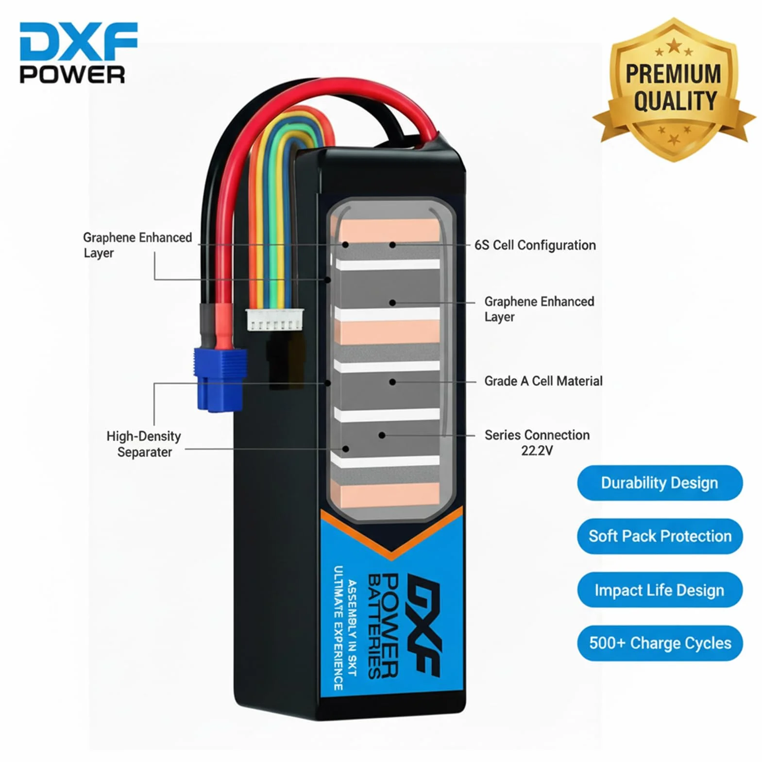 DXF 6S Lipo akumulator 22,2V 80C 5200mAh RC akumulator z wtyczką EC5 do RC Car RC Ciężarówka RC samochód ciężarowy Helicopter RC Hobby